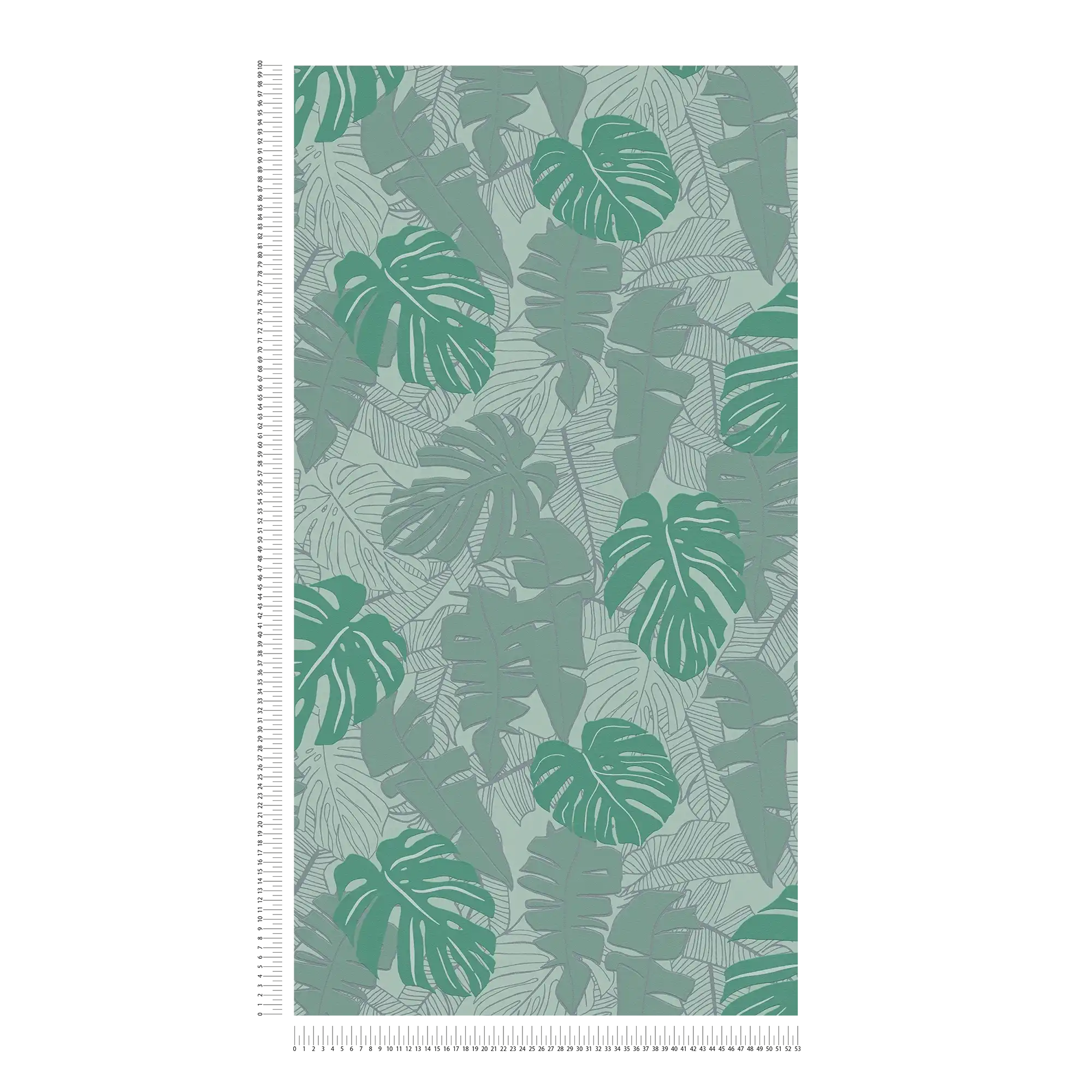             Dschungeltapete mit glänzendem Muster – Grün, Metallic
        