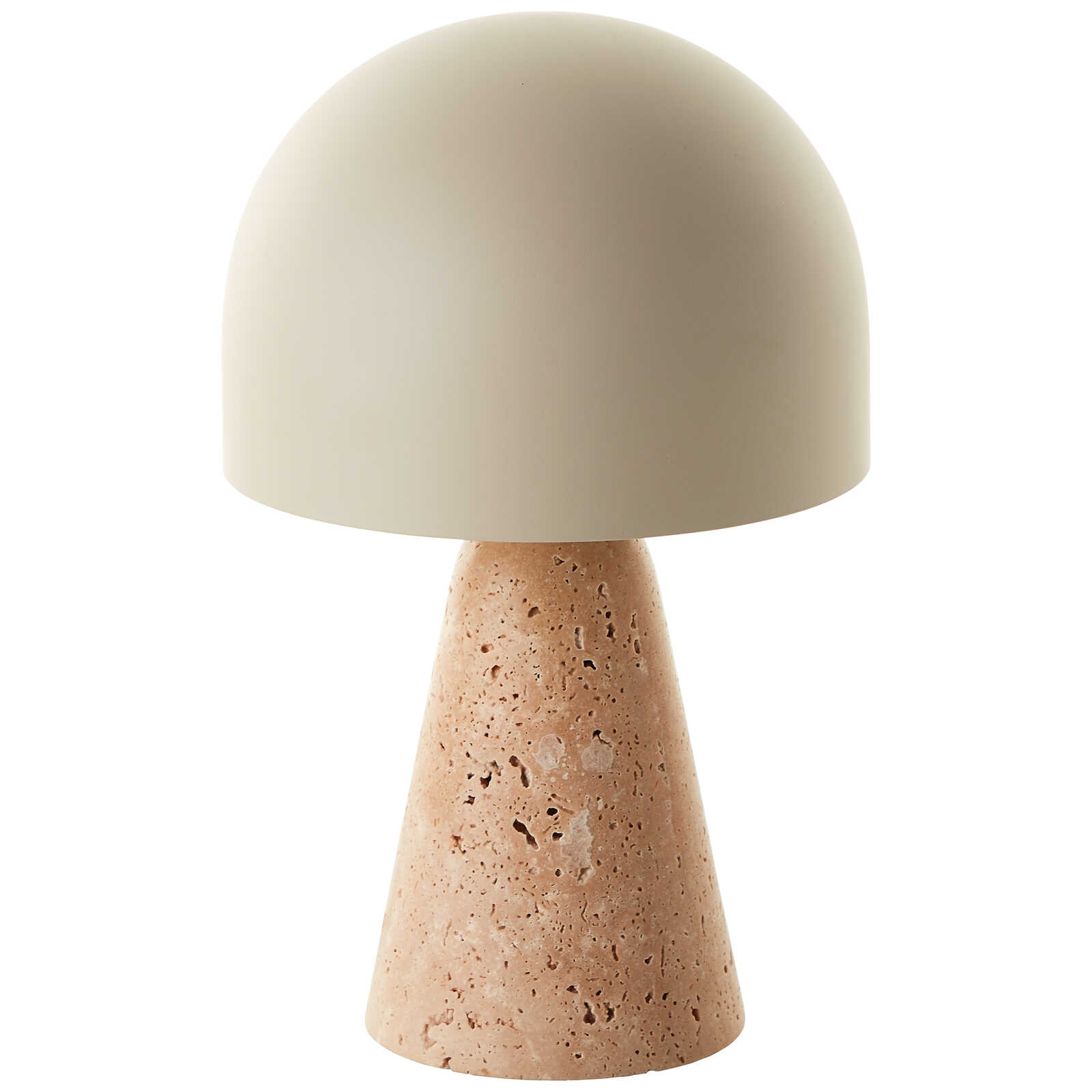             Retro-style table lamp with natural stone base and hemispherical shade - Timeless design for stylish accents 20cm diameter x 31.5cm height - Beige
        