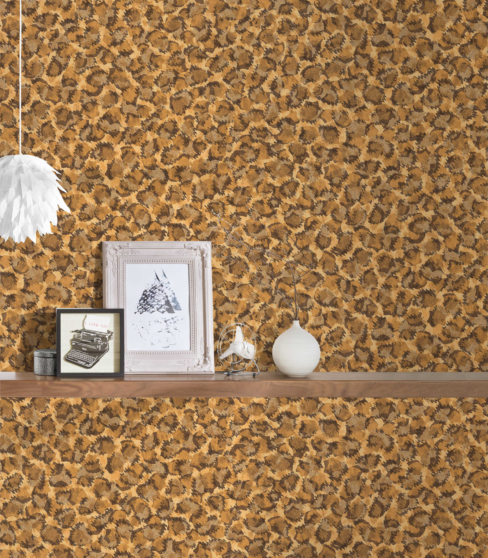 Tupfen Mustertapete im Ethno Stil – Braun, Metallic