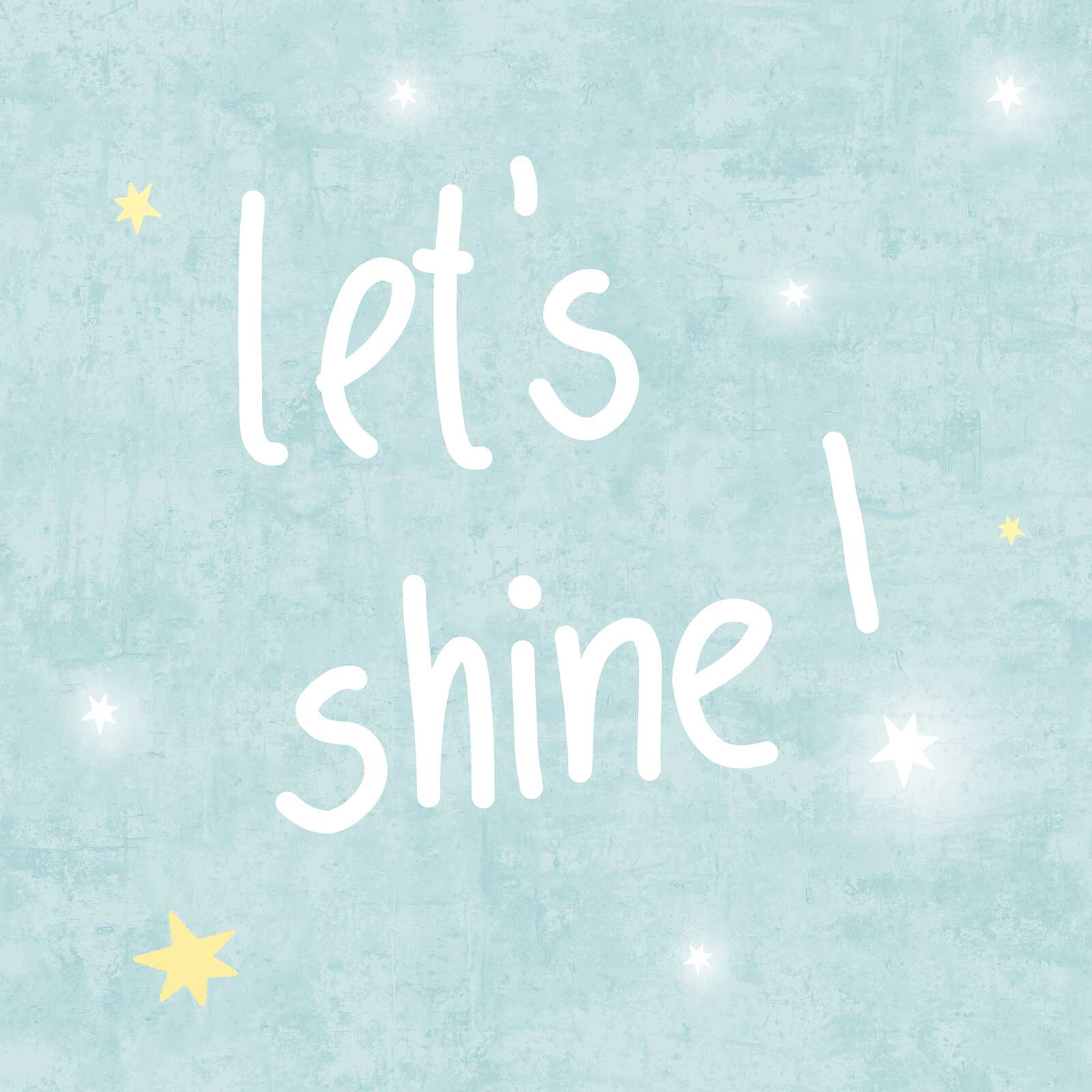             Kinderzimmer Leinwandbild Lets Shine - Inspirierende Wanddekoration mit funkelndem Schriftzug – 30 x 30 cm - Blau, Gelb
        