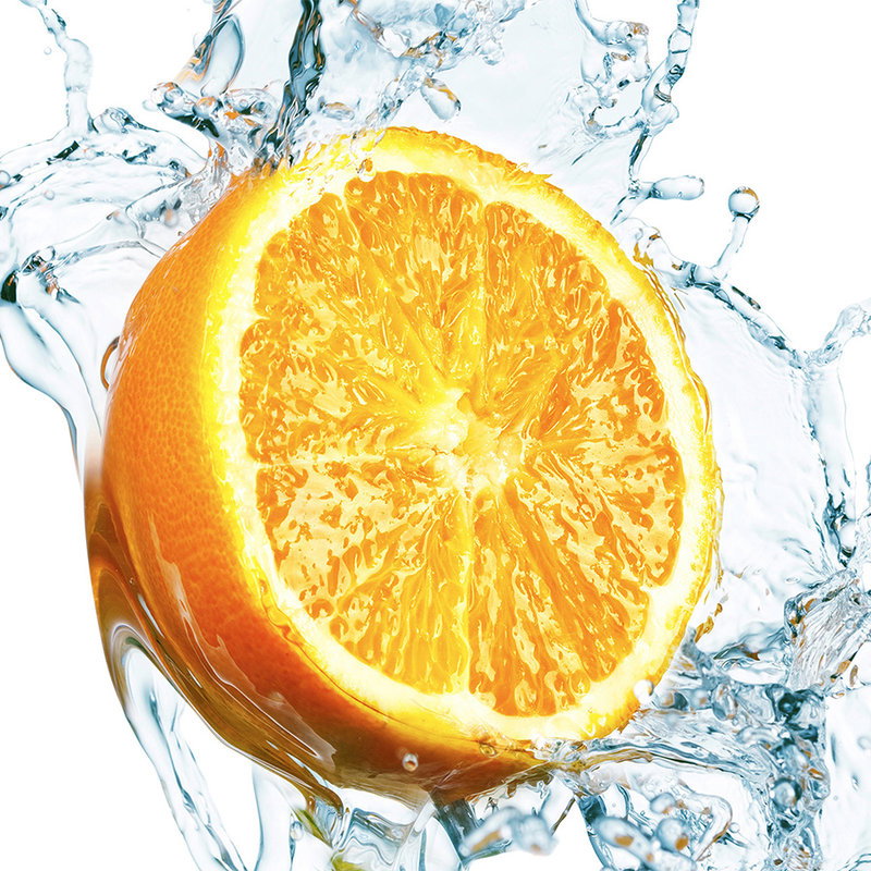 orange, halb, geschnitten, obst, wassersplash