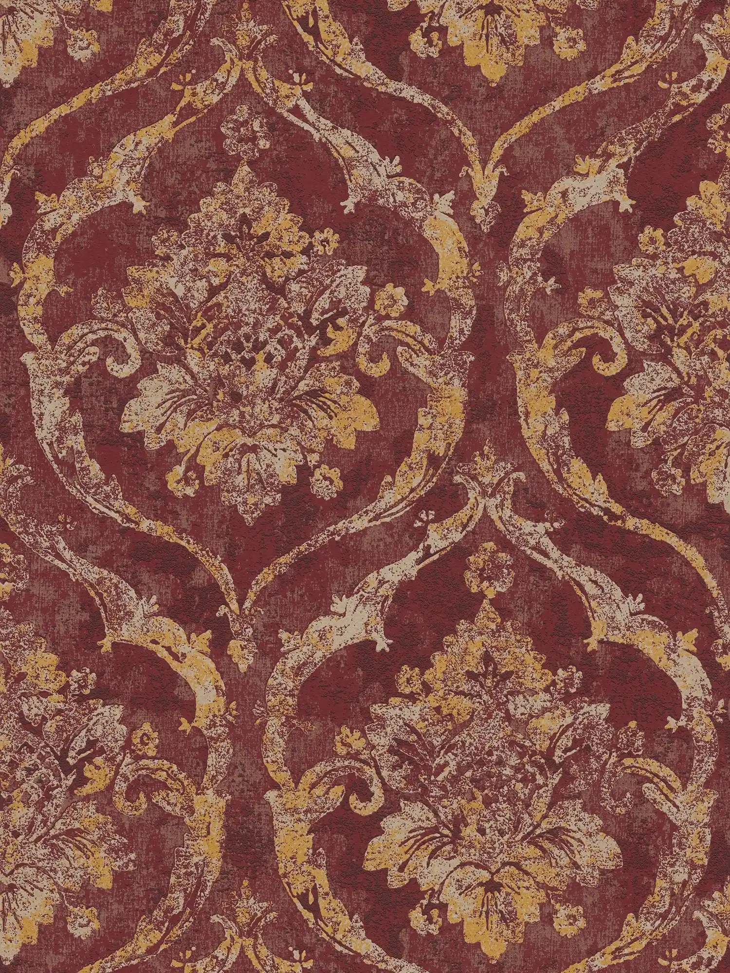         papier peint en papier intissés intemporels avec ornements baroques structurés - Rouge, Métallisé
    