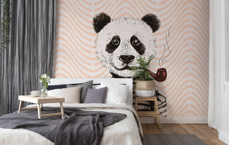             Papier peint panoramique Panda Design BD pour chambre d'enfant - Orange, rouge, blanc
        