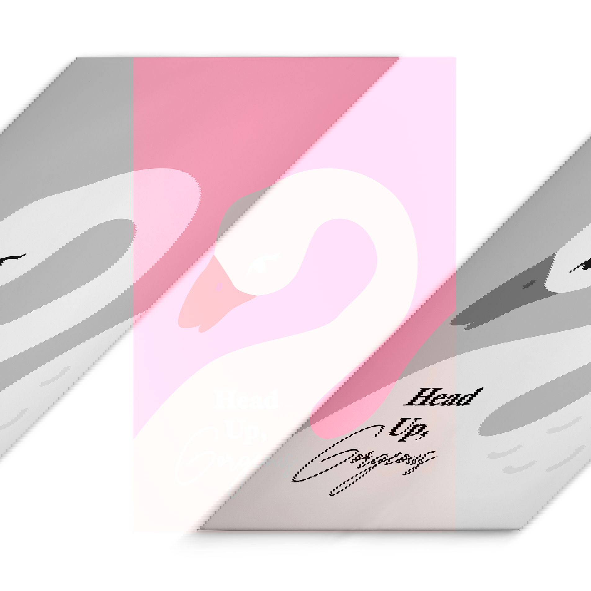             Hoofd omhoog, prachtig - Inspirerende zwaanillustratie op canvas - 30 x 45 cm - Roze, Wit
        