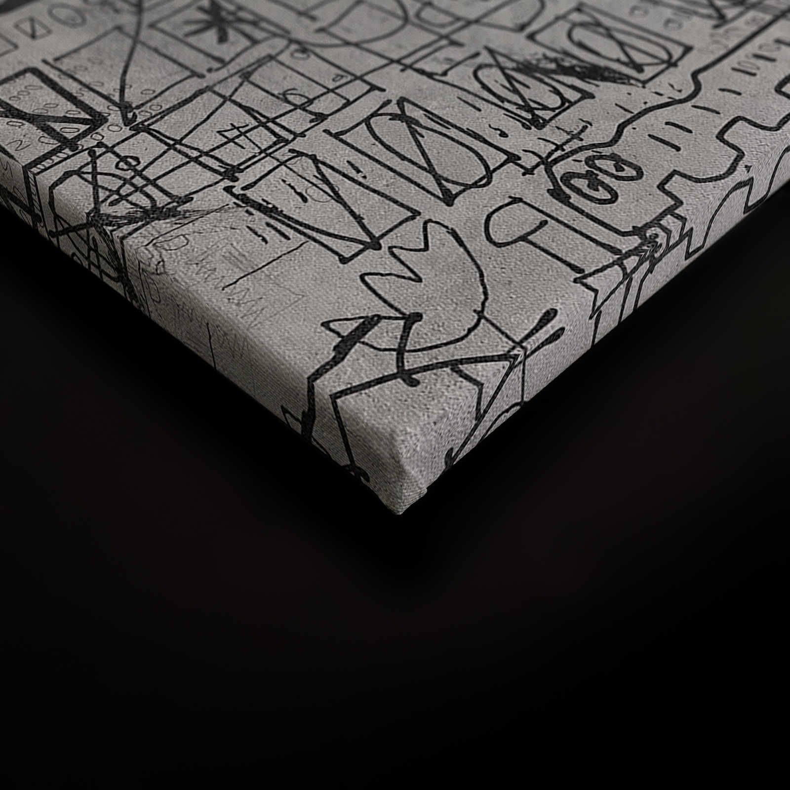             Piano Bar 1 - Street Art Leinwandbild Scribbel Design Schwarz & Grau – 0,90 m x 0,60 m
        