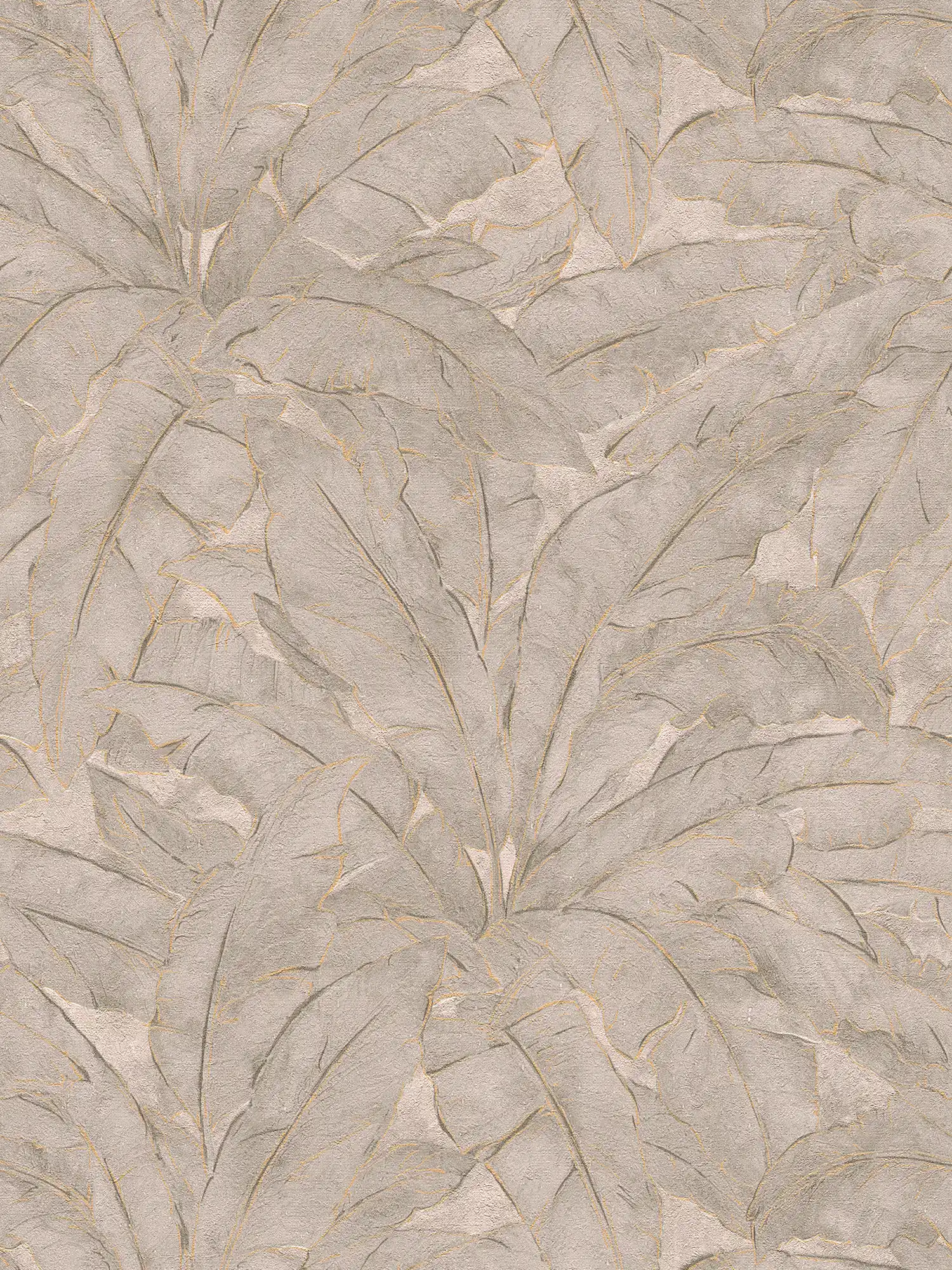         Papier peint jungle avec contour doré - beige, or, gris
    