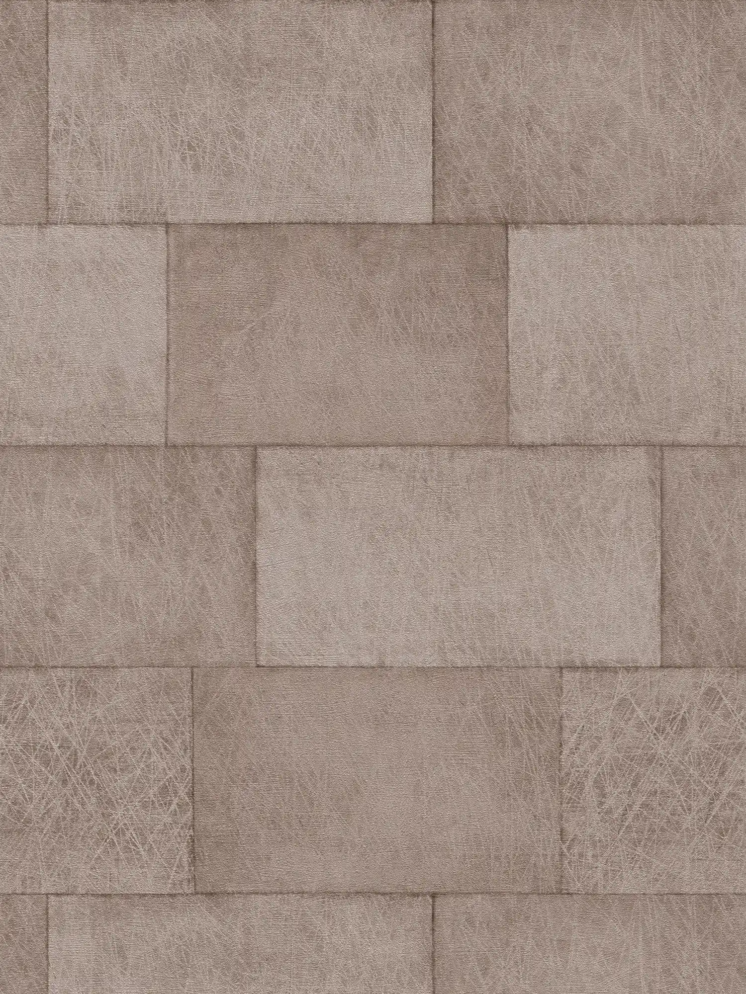         Non-woven wallpaper metallic design with tile pattern - brown
    