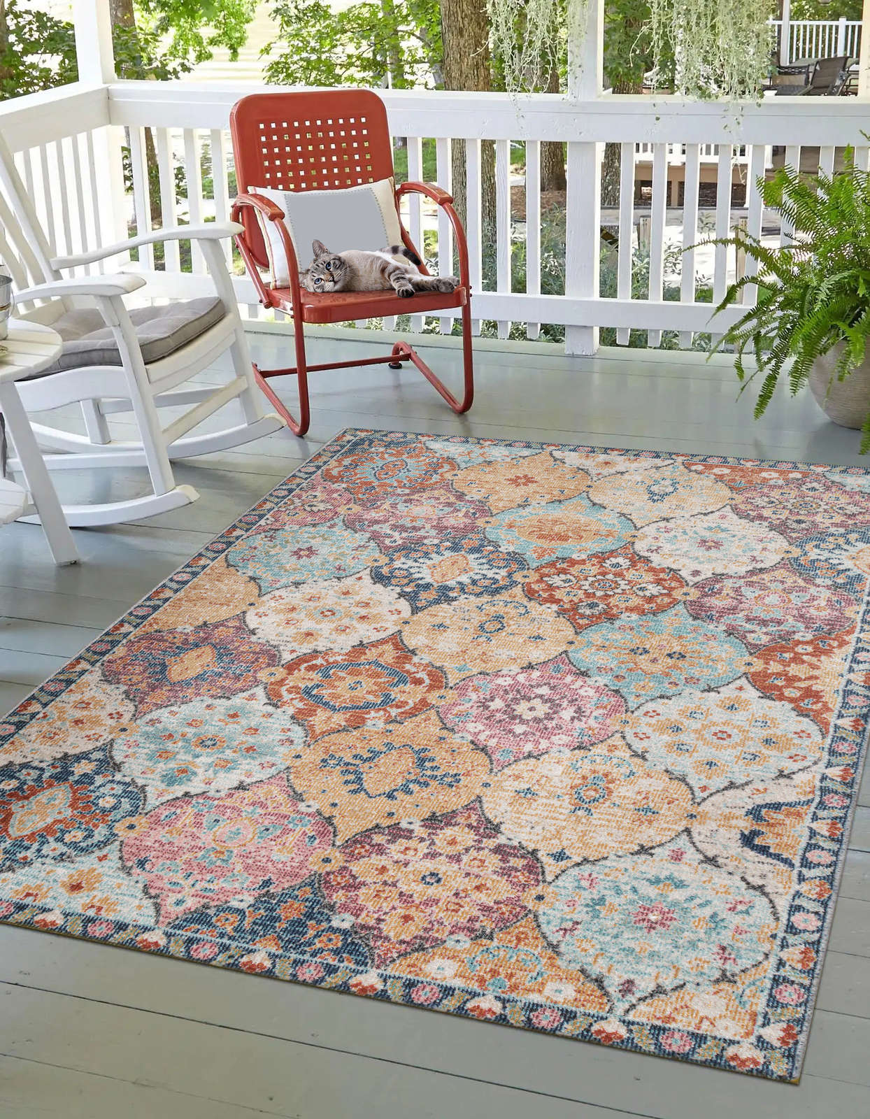             Bunter Outdoor Teppich aus Flachgewebe – 290 x 200 cm
        