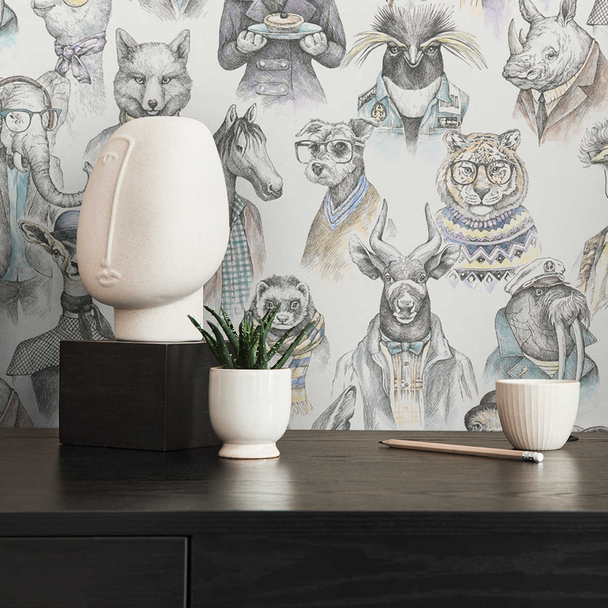         Non-woven wallpaper fabulous animal world by New-Walls - cream, multicoloured
    