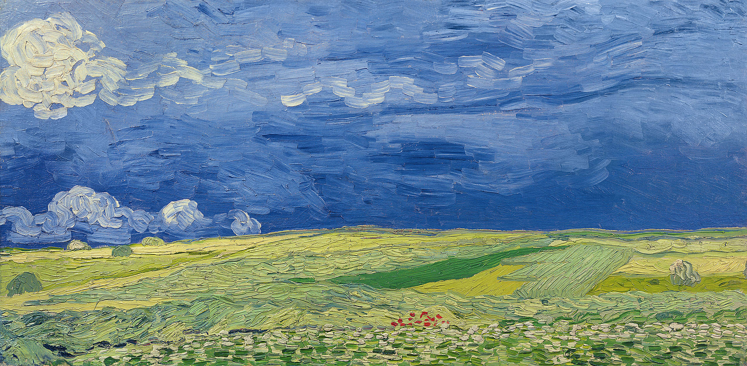             Fototapete 'Weizenfelder unter Gewitterwolken' von Vincent van Gogh
        