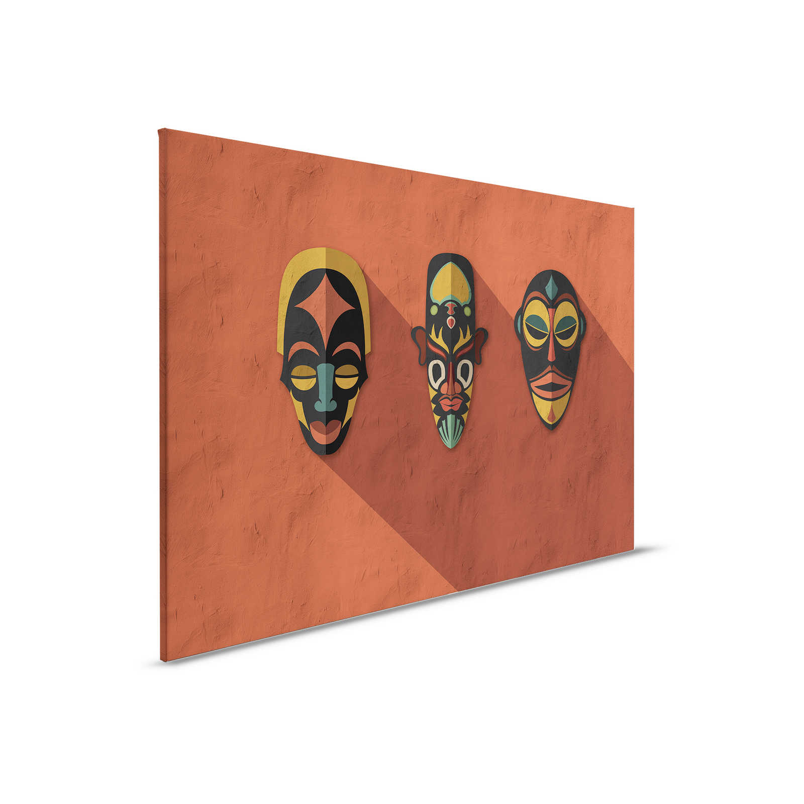         Zulu 2 - Canvas schilderij Terracotta Oranje, Afrika Maskers Zulu Design - 0.90 m x 0.60 m
    