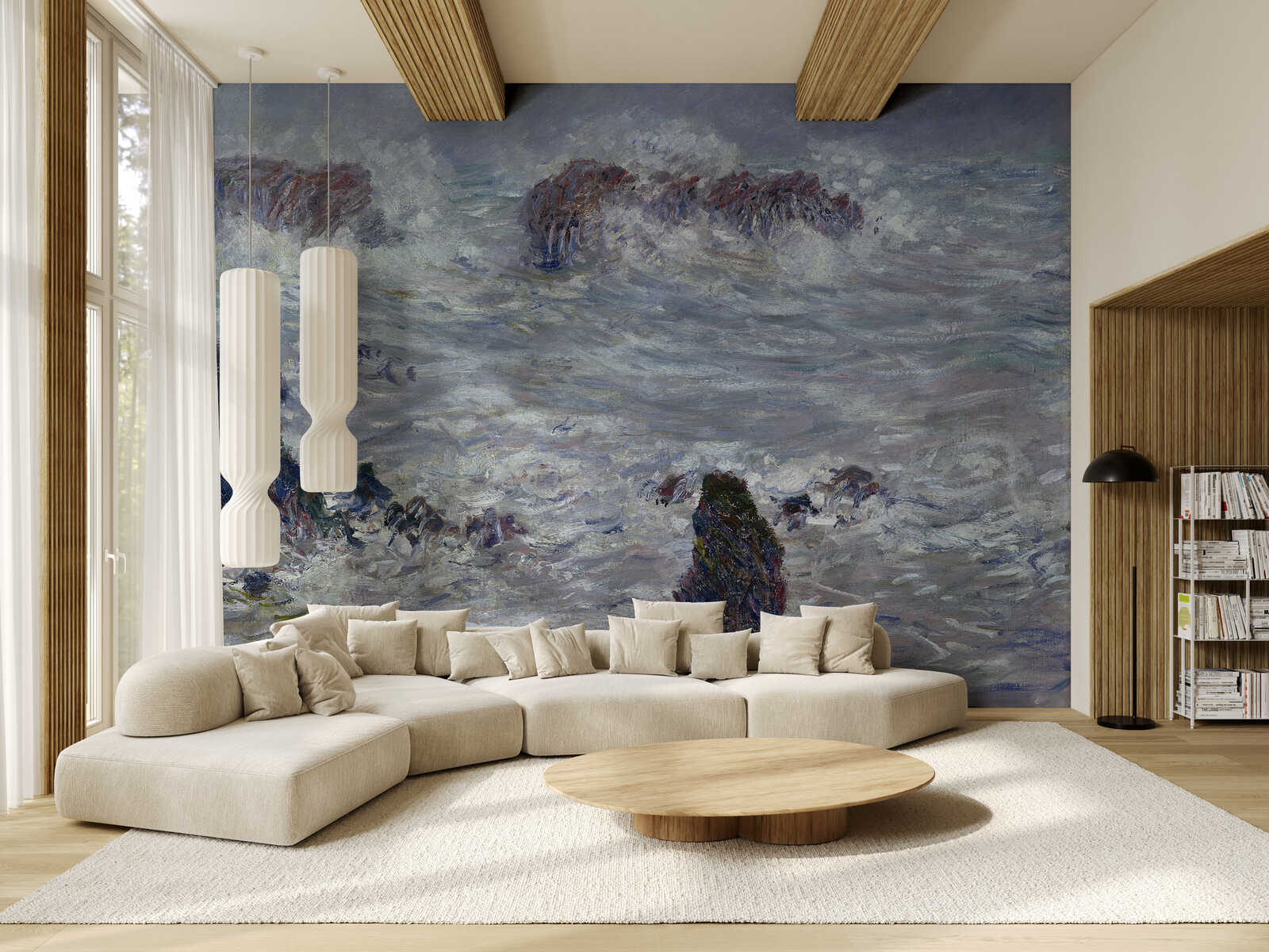 Wandtapete, Mural, Seeräute, Naturfarben, Wohnzimmerwand