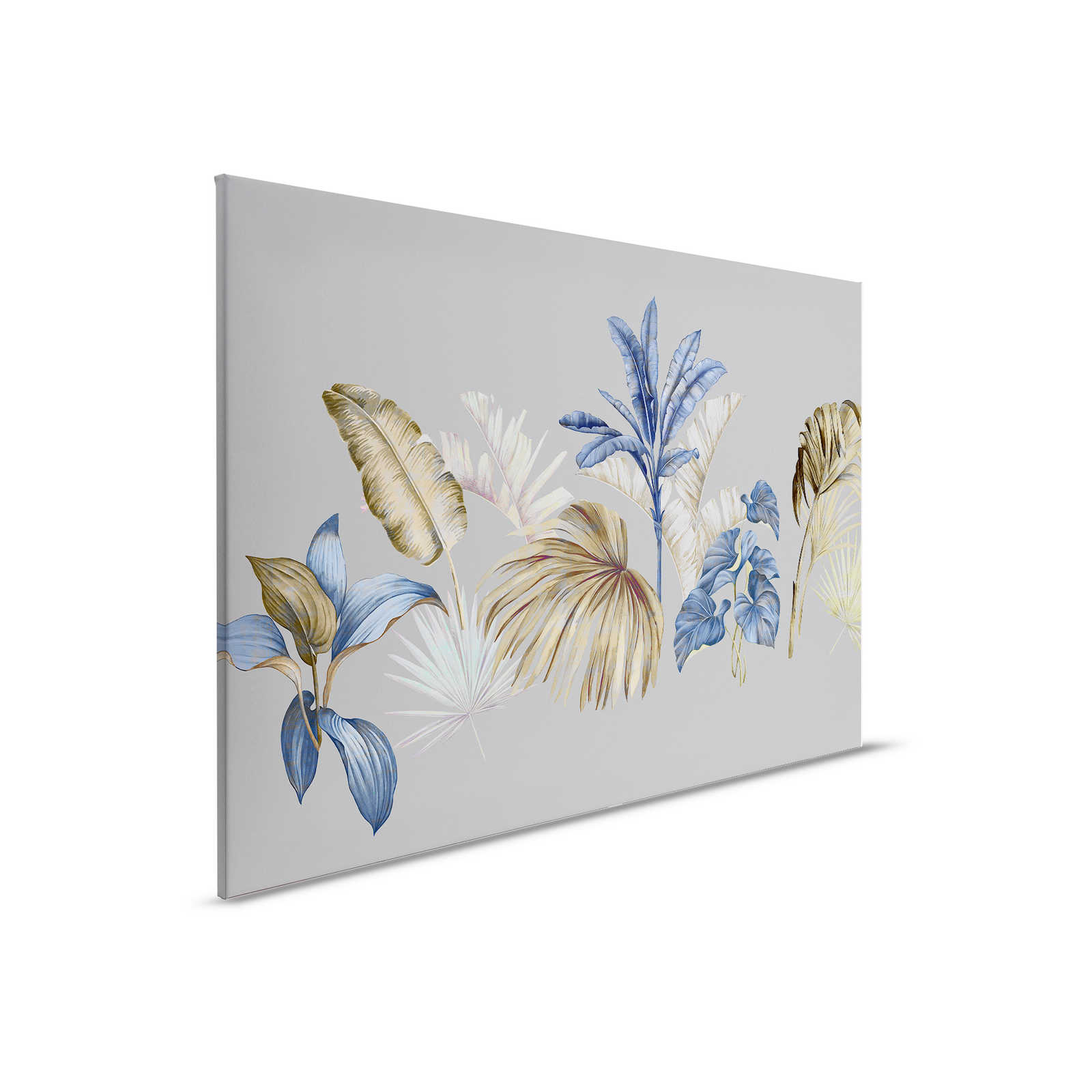         Brasilia 2 - Grijs canvas schilderij Bladmotief in saliegroen & koningsblauw - 0.90 m x 0.60 m
    