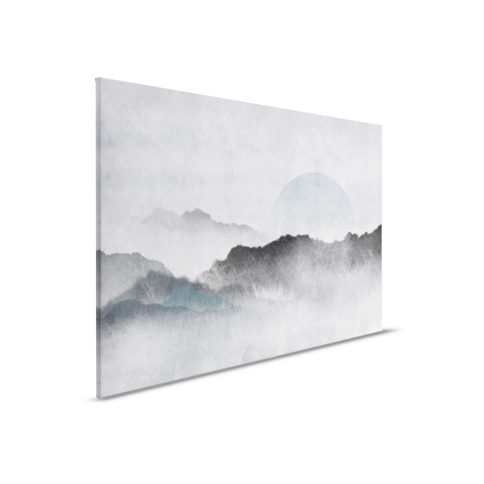         Akaishi 2 - Leinwandbild Asiatische Kunst Berglandschaft, Grau & Weiß – 0,90 m x 0,60 m
    