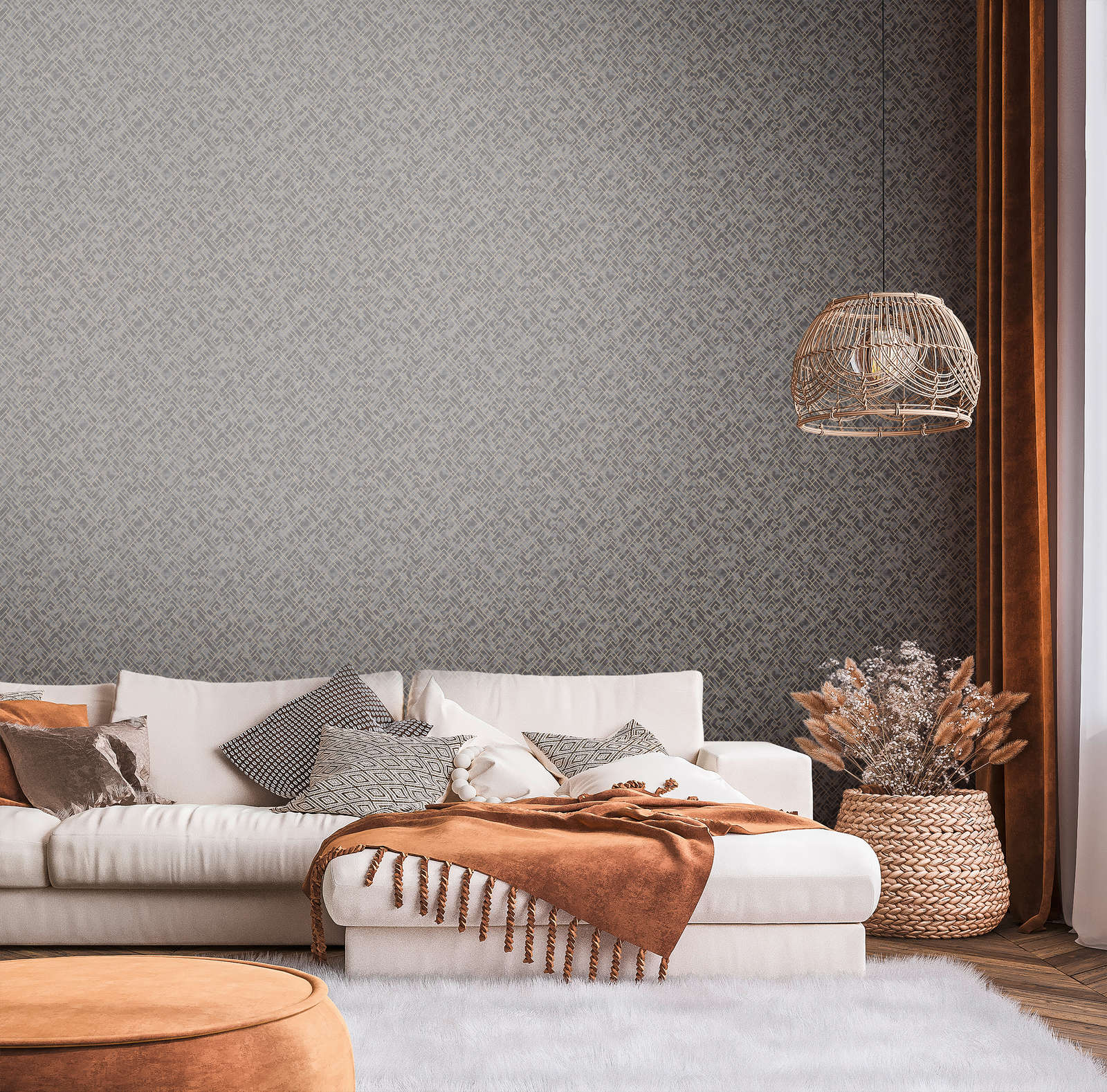             Tapete Art Deko Muster und Glanz-Effekt – Schwarz, Metallic
        