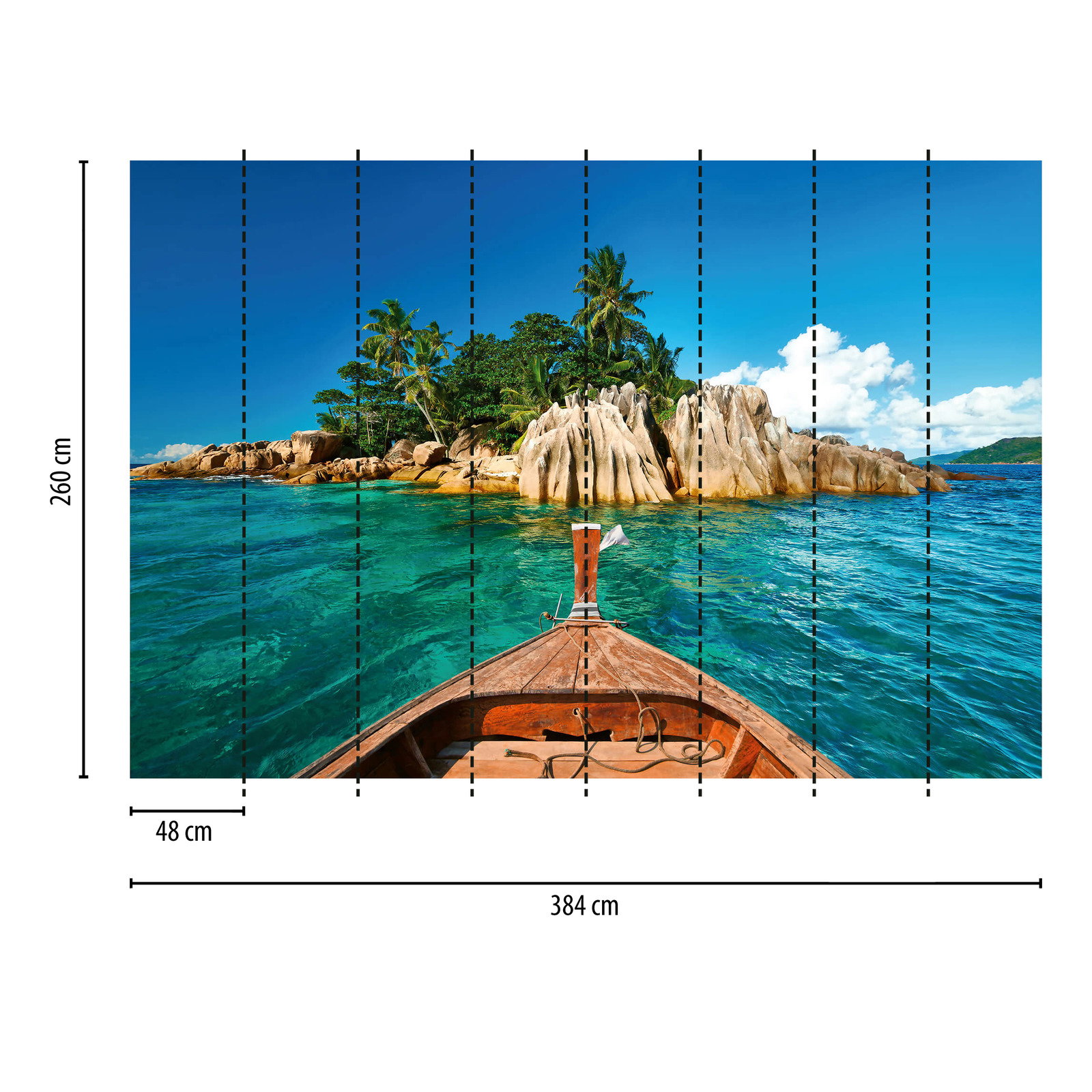 Fototapete Seychellen Insel im Meer – Blau, Braun, Grün