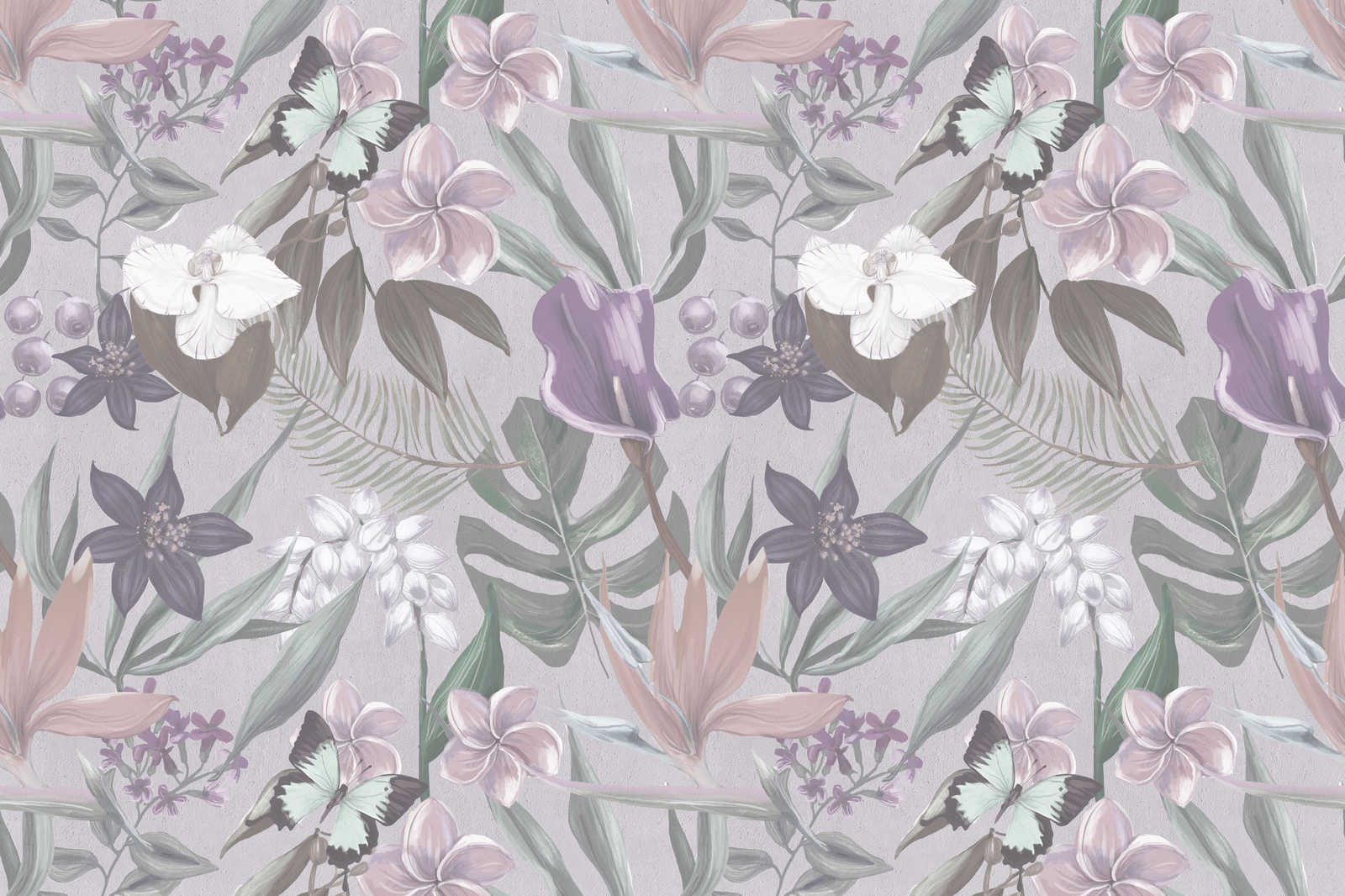             Florales Dschungel Leinwandbild gezeichnet | rosa, weiß – 0,90 m x 0,60 m
        