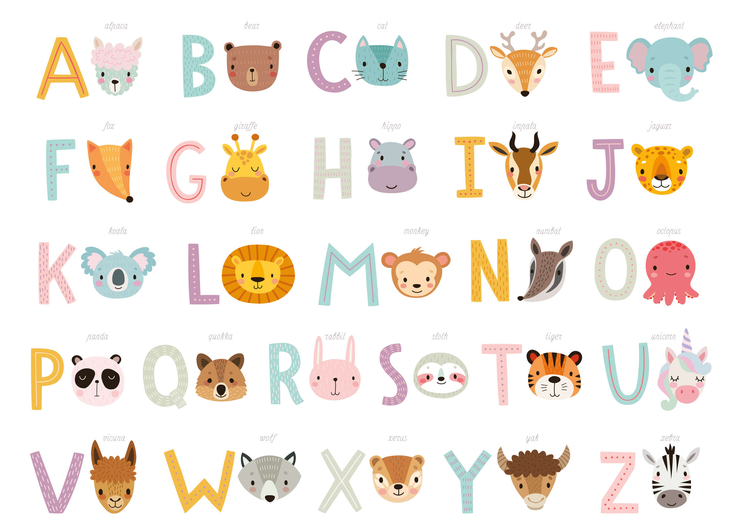 papier peint en papier ABC - animaux & noms d'animaux | DD126551 | A.S.