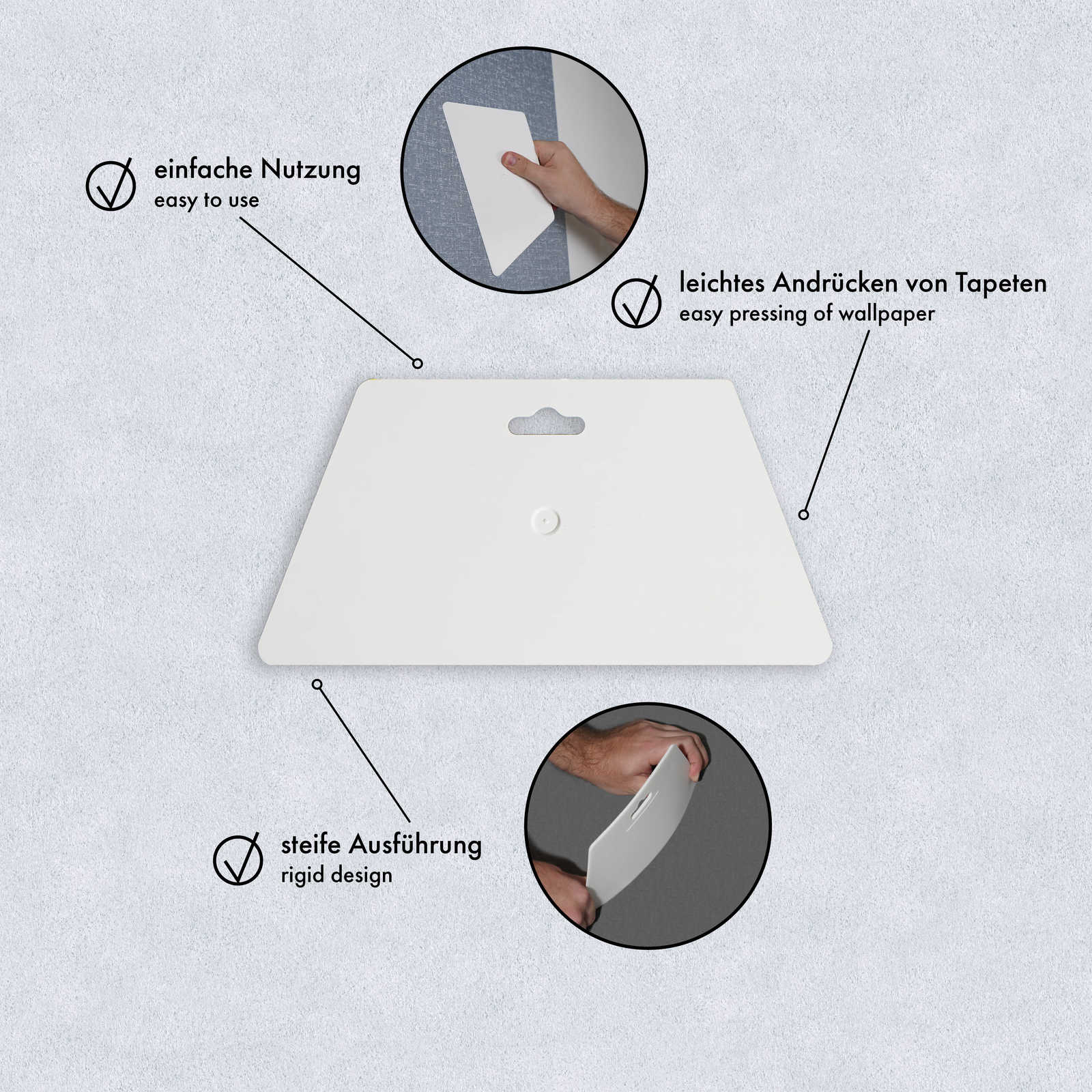             Tapetenandrückspachtel 23cm aus Kunststoff
        