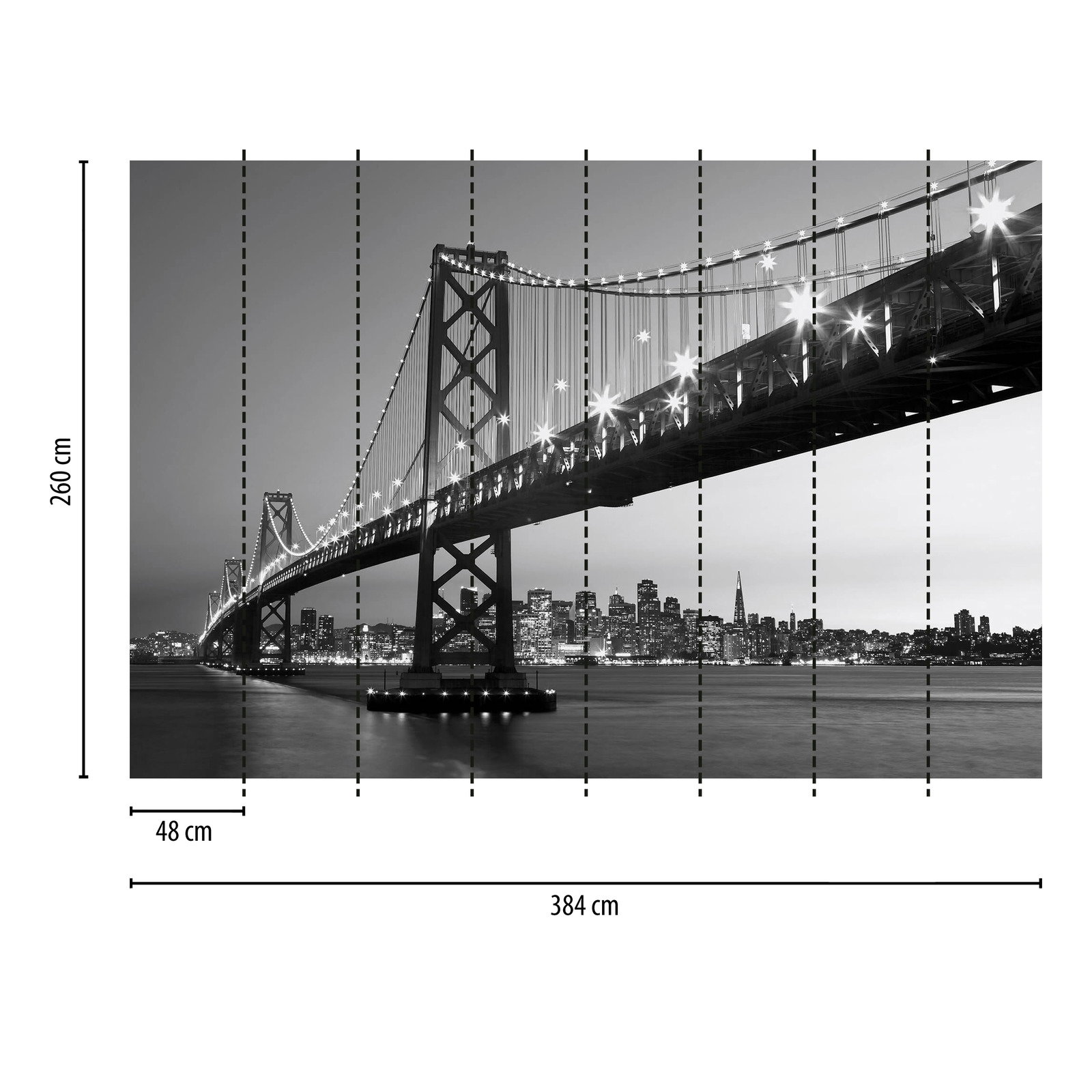 Schwarz-Weiß Fototapete San Francisco Skyline &amp; Brücke