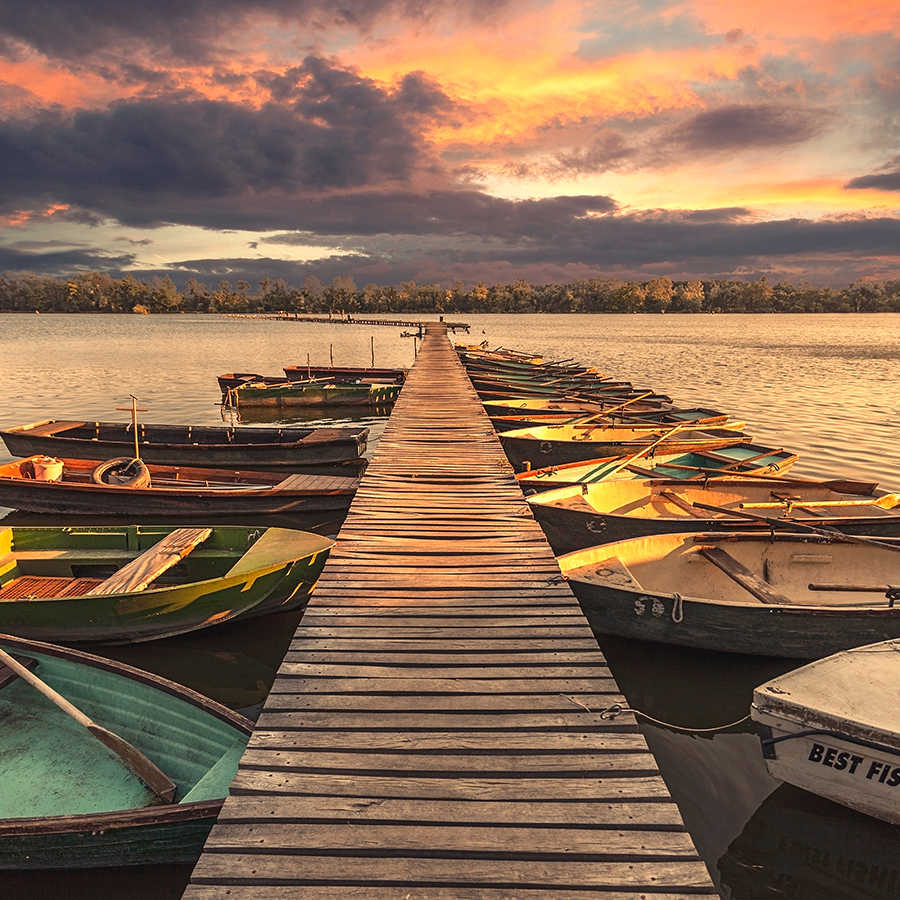 Boot, Boote, Steg, Dock, Sonnenuntergang