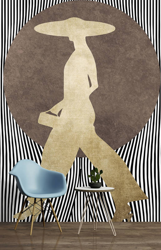 Silhouette, geführte Figur, Wandbild,  Zebrapstreifen, Rundes Kreis