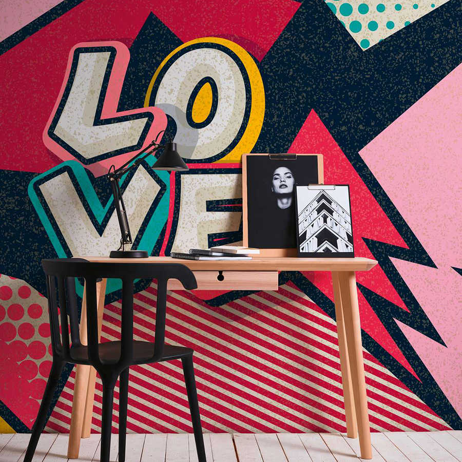         Papier peint style bande dessinée Pop Up Love - Multicolore
    