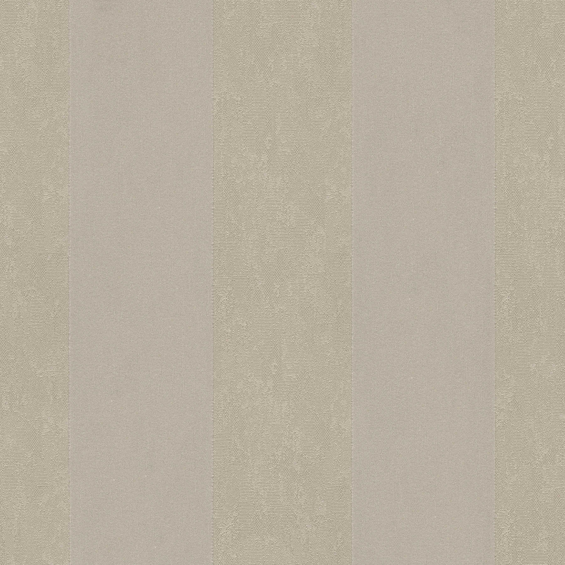         Elegante Vliestapete mit samtigen Blockstreifen auf glänzendem Kompaktvinyl – Creme, Metallic
    