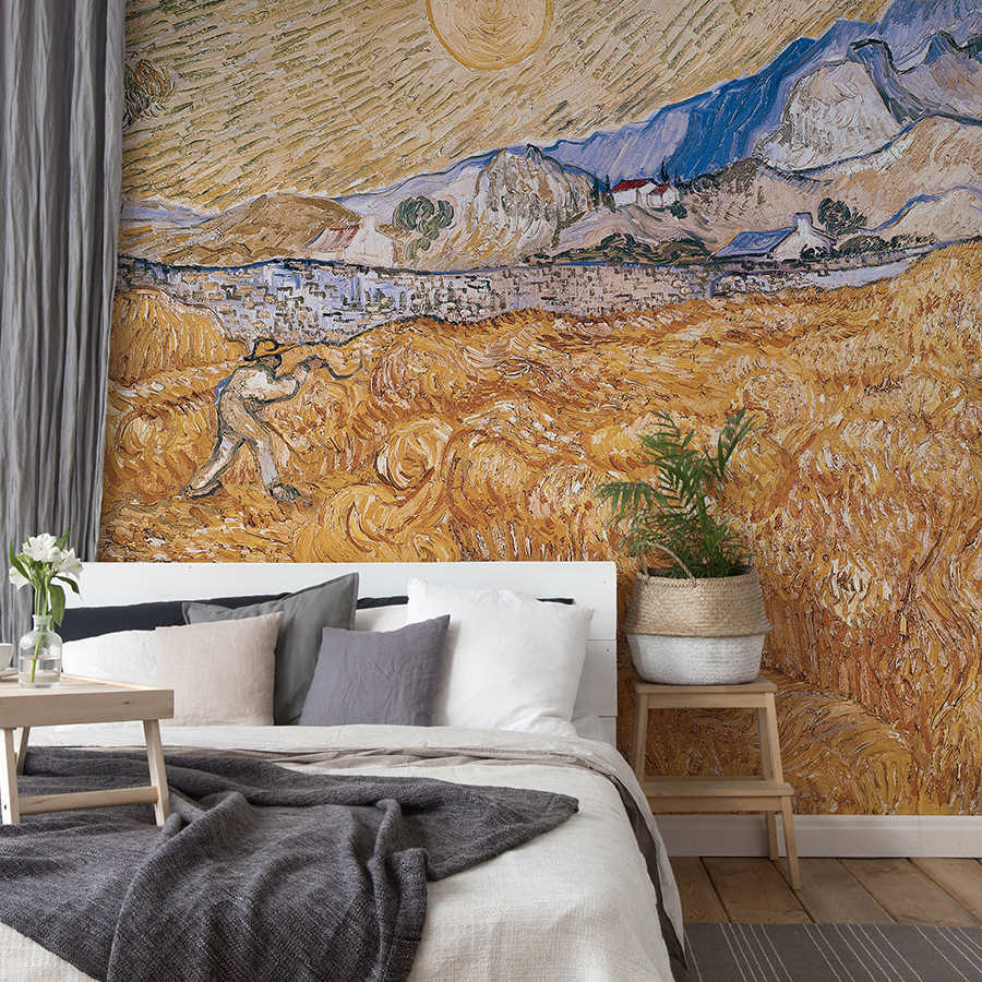 tapisserie, mur mural, impressionistisch, feld, wohnzimmer dekoration