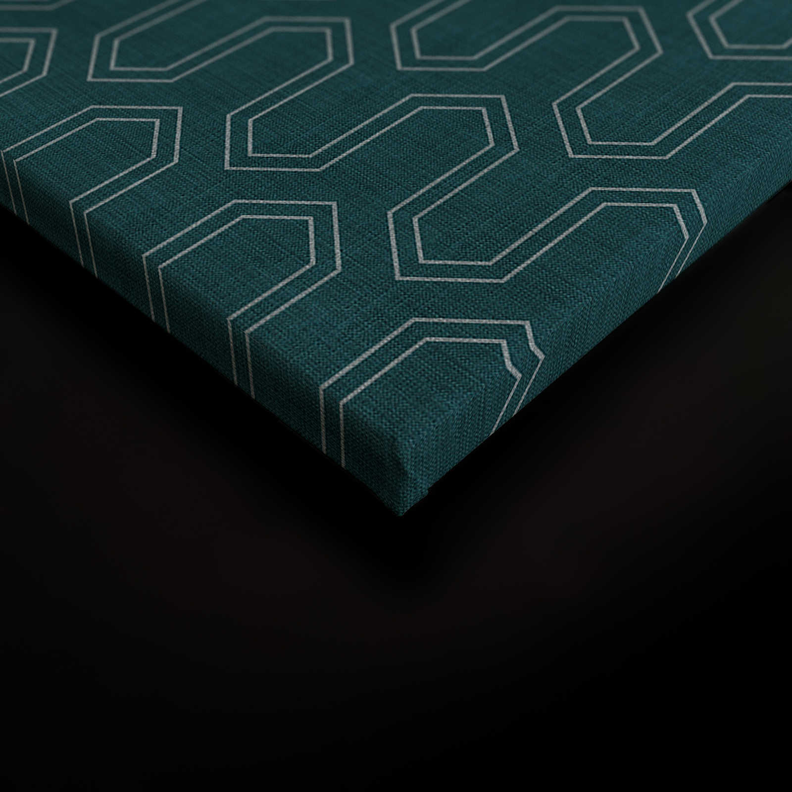             Cortina 3 - Leinwandbild Dunkelgrün Grafik Muster & Klassik Kunst – 0,90 m x 0,60 m
        