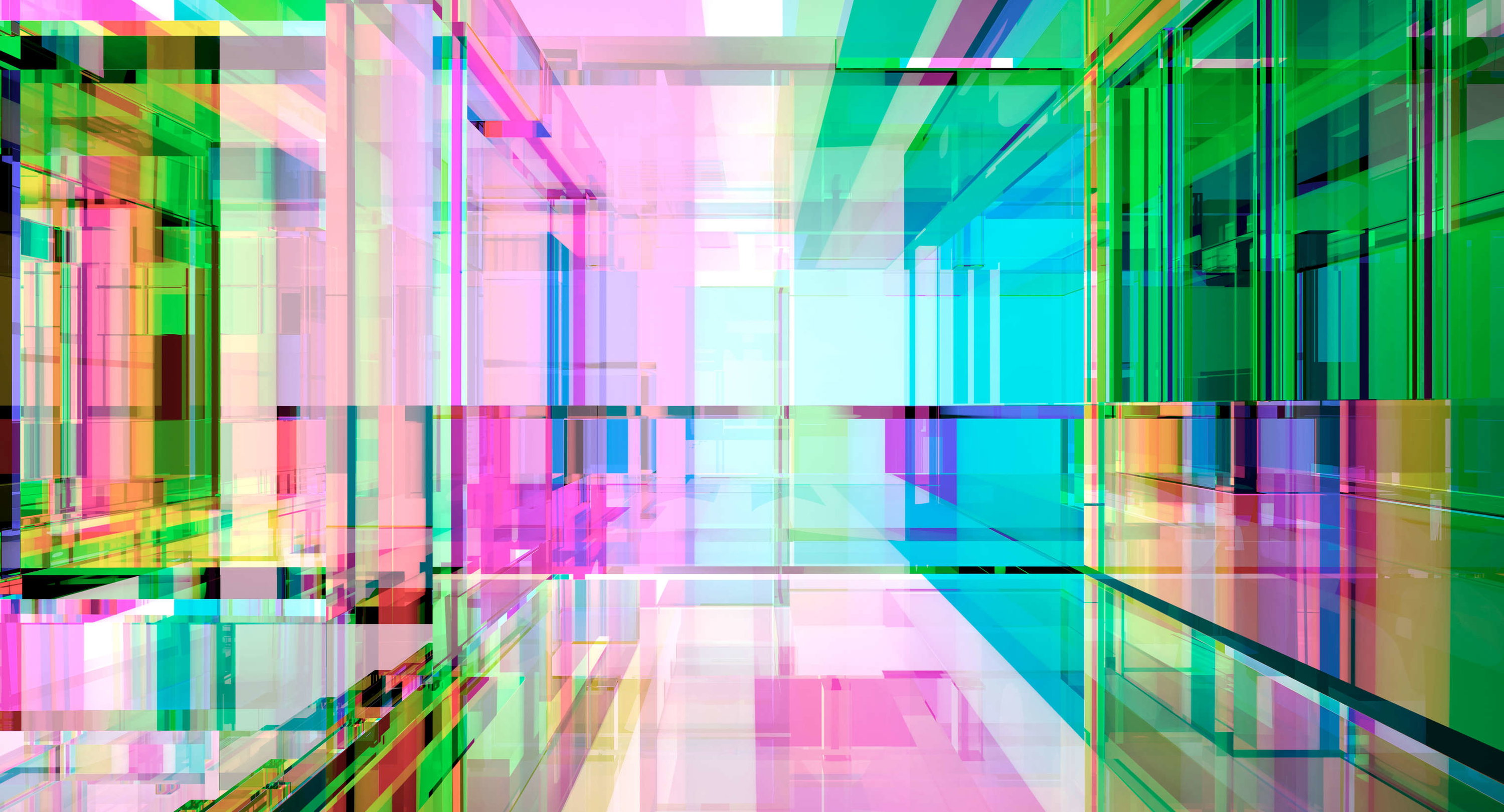 Fototapete »focus« - Futuristisches Design in vierter Dimension in Neonfarben – Glattes, leicht glänzendes Premiumvlies