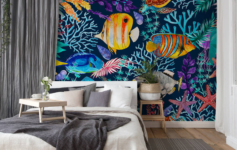 tapeziertemotiv, meeresaum, coral, fische, tapanbewegung