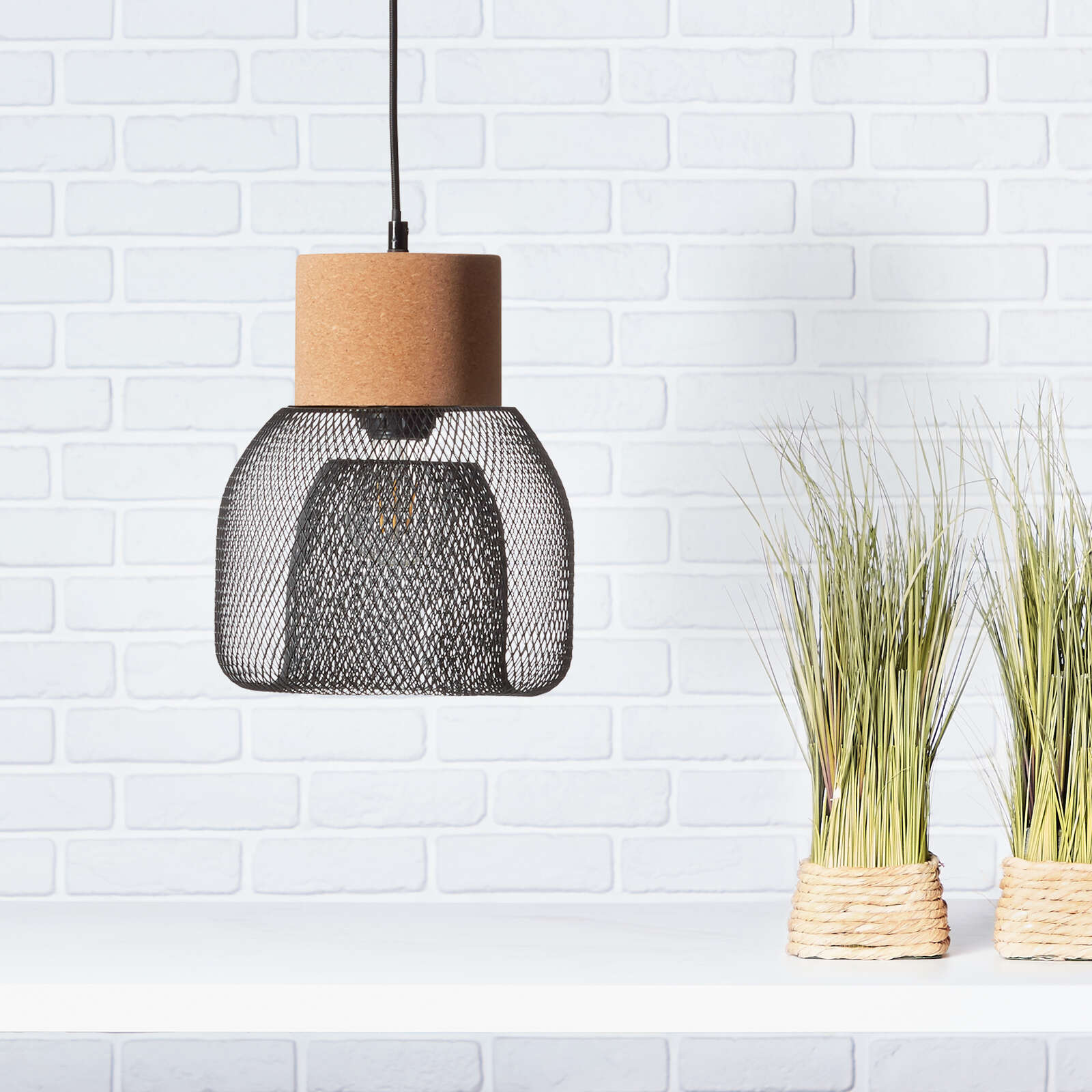             Cork pendant light - Giselle 1 - Black
        