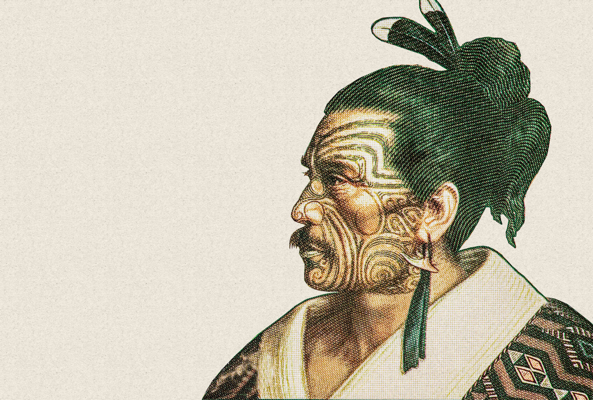 Fototapete »horishi« - Afrikanisches Portrait im Pixel-Stil mit Kraftpapier-Struktur – Glattes, leicht glänzendes Premiumvlies