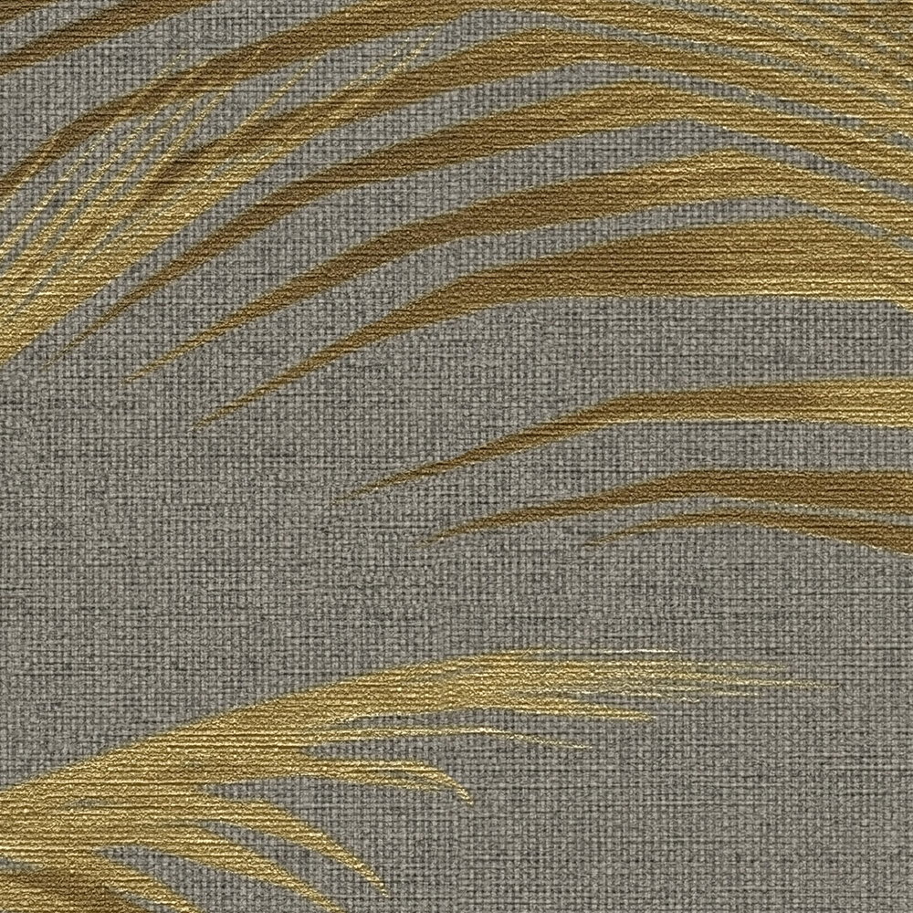 MICHALSKY Vliestapete mit Palmenblättern und goldenen Akzenten – Grau, Gold, Metallic