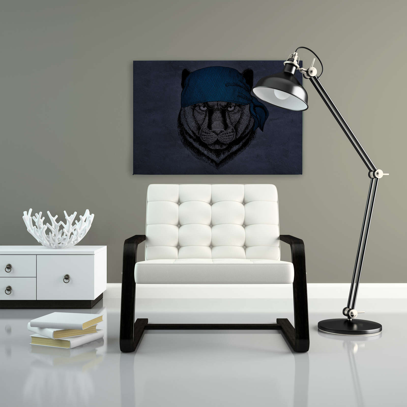             Leinwandbild Panther im Piraten-Look – 0,90 m x 0,60 m
        