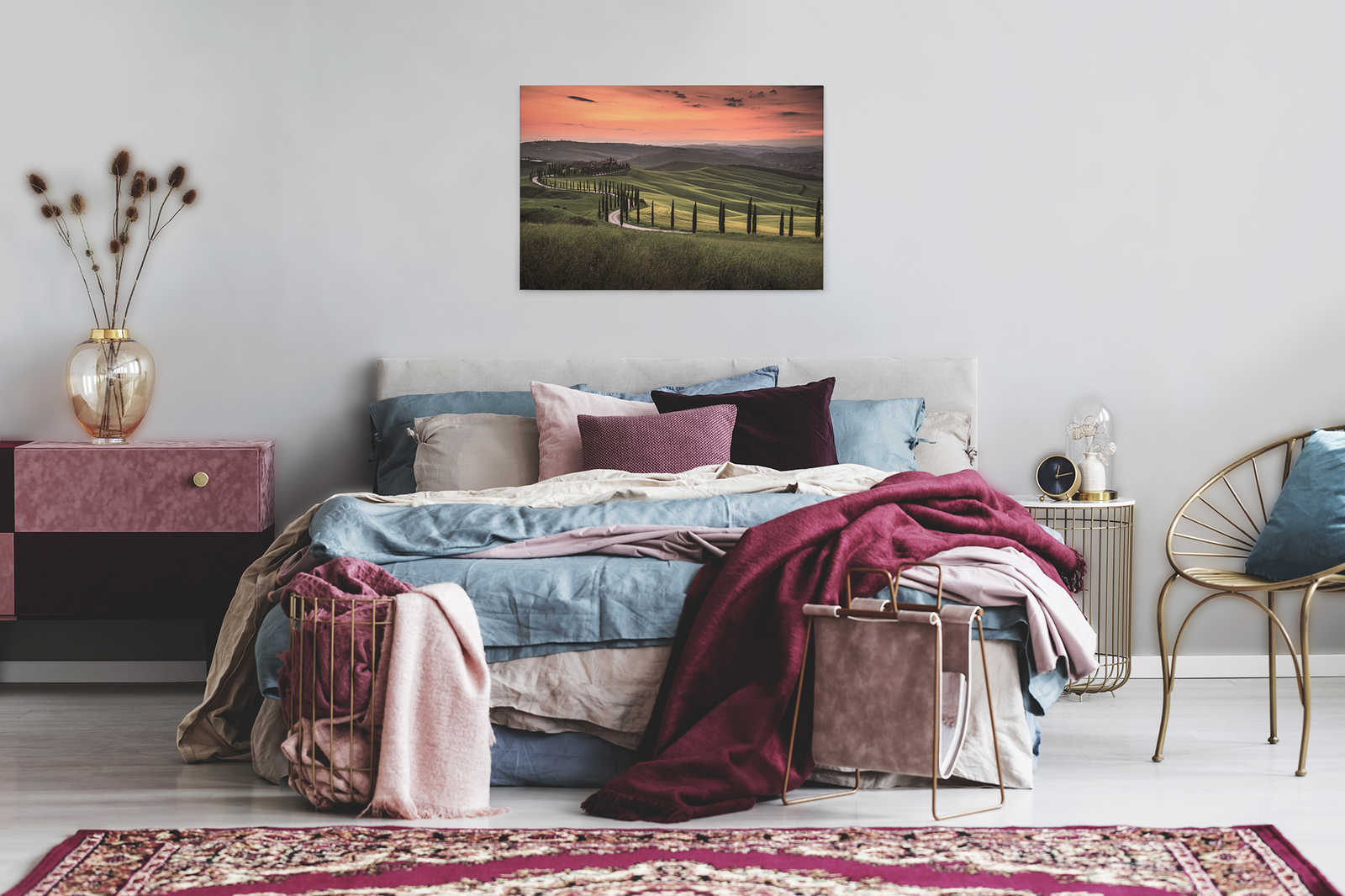            Leinwand mit toskanischer Landschaft in der Dämmerung – 0,90 m x 0,60 m
        