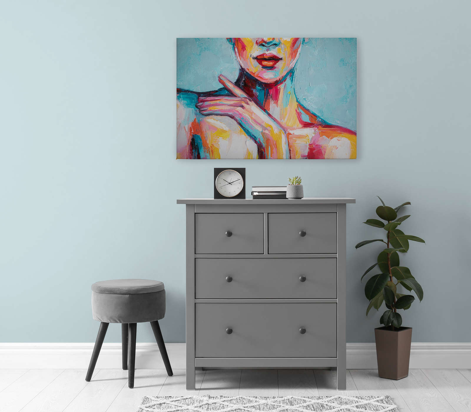             Leinwandbild Acryl Zeichnung einer Frau – 0,90 m x 0,60 m
        