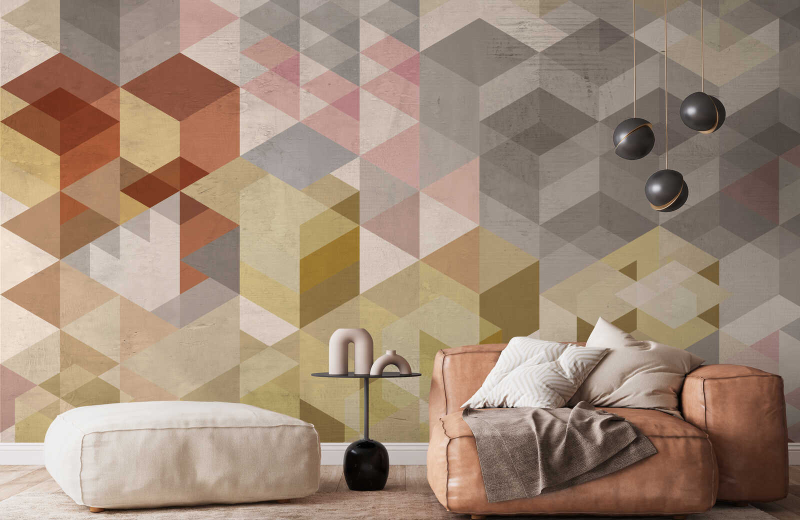 geometrisches-muster, Wand Tapete, Pastellfarben, Wohnzimmer, Lichtkugeln