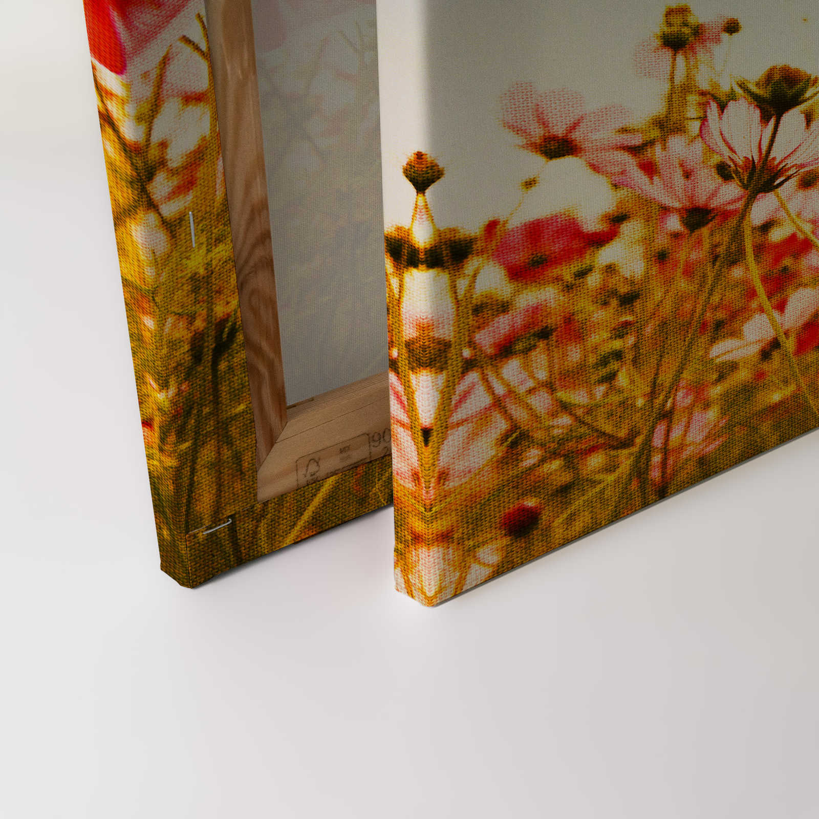             Leinwand mit Blumenwiese im Frühling | grün, rosa, weiß – 0,90 m x 0,60 m
        