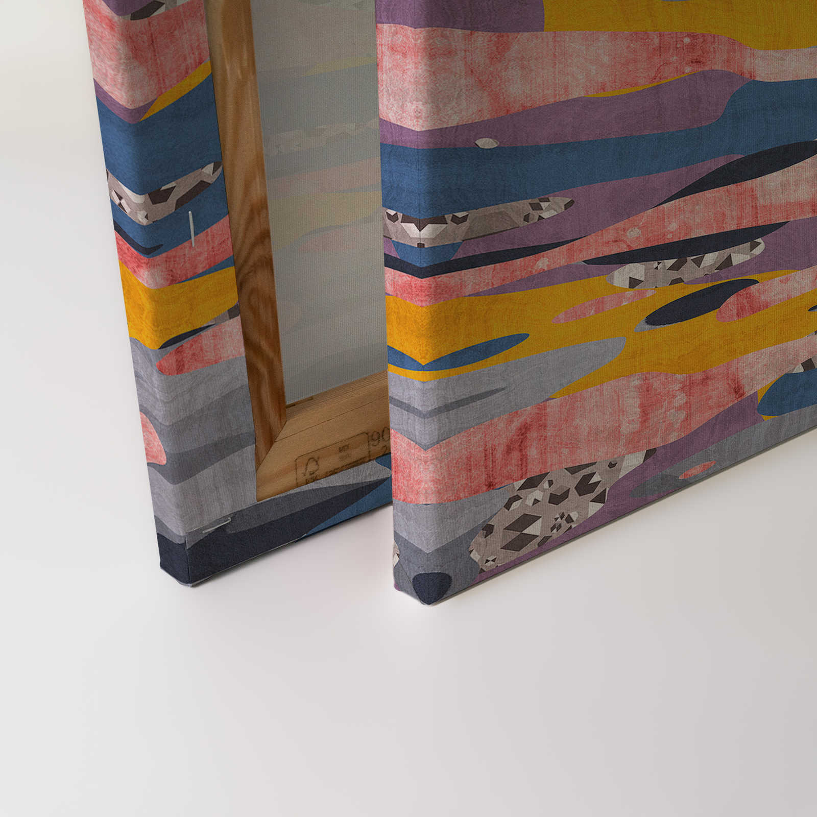 Zimbabwe 3 - Muster Leinwandbild Lila &amp; Gelb, Afrika inspiriert – 0,90 m x 0,60 m