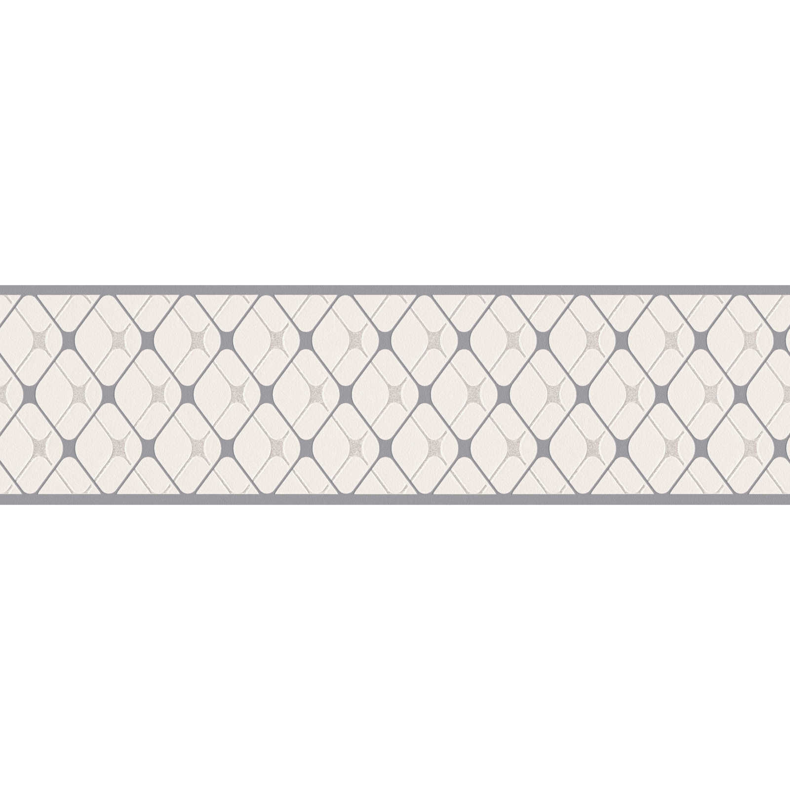         Bordure de papier peint autocollante avec motif en losange - gris, blanc
    