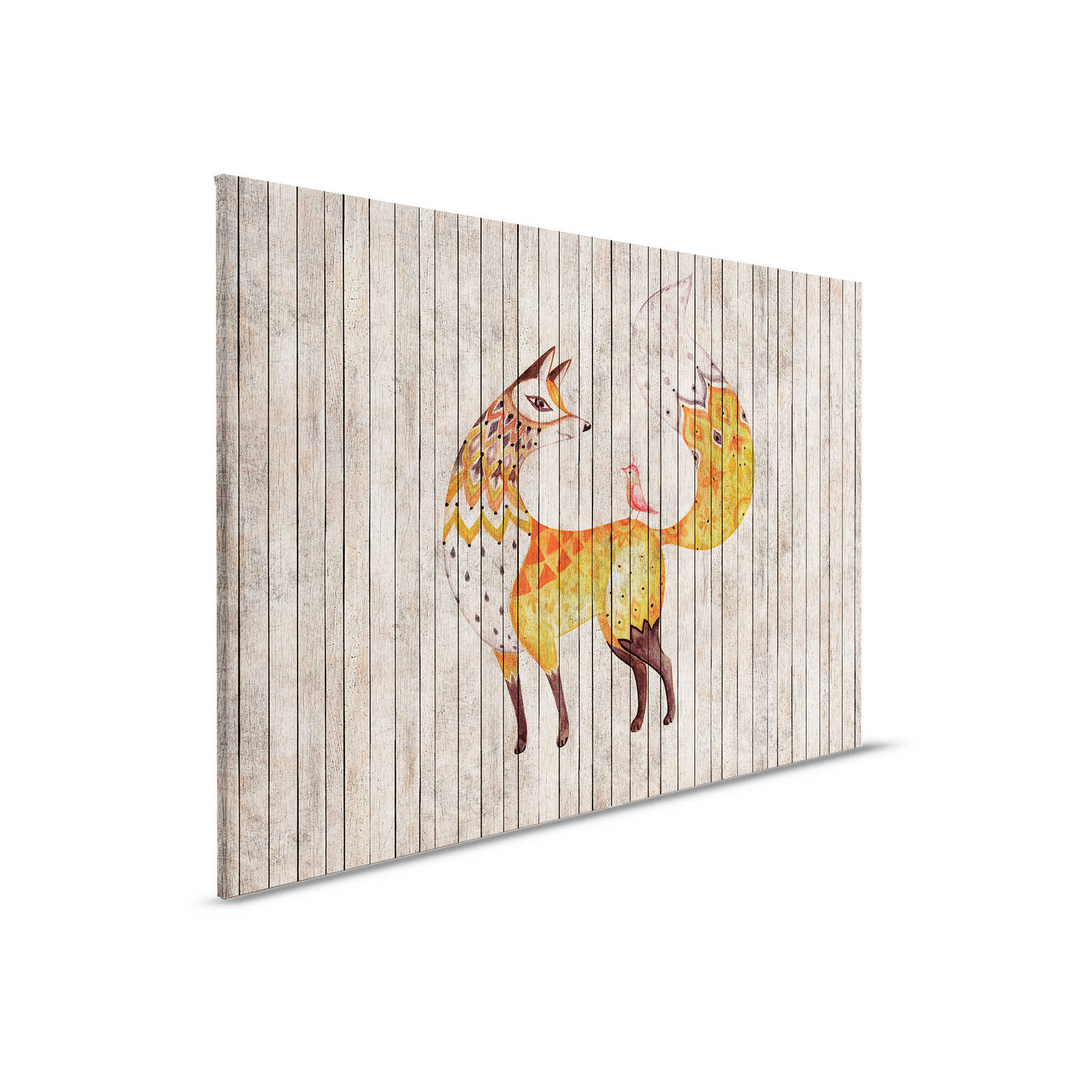         Fairy tale 2 - Renard et oiseau sur toile imitation bois - 0,90 m x 0,60 m
    