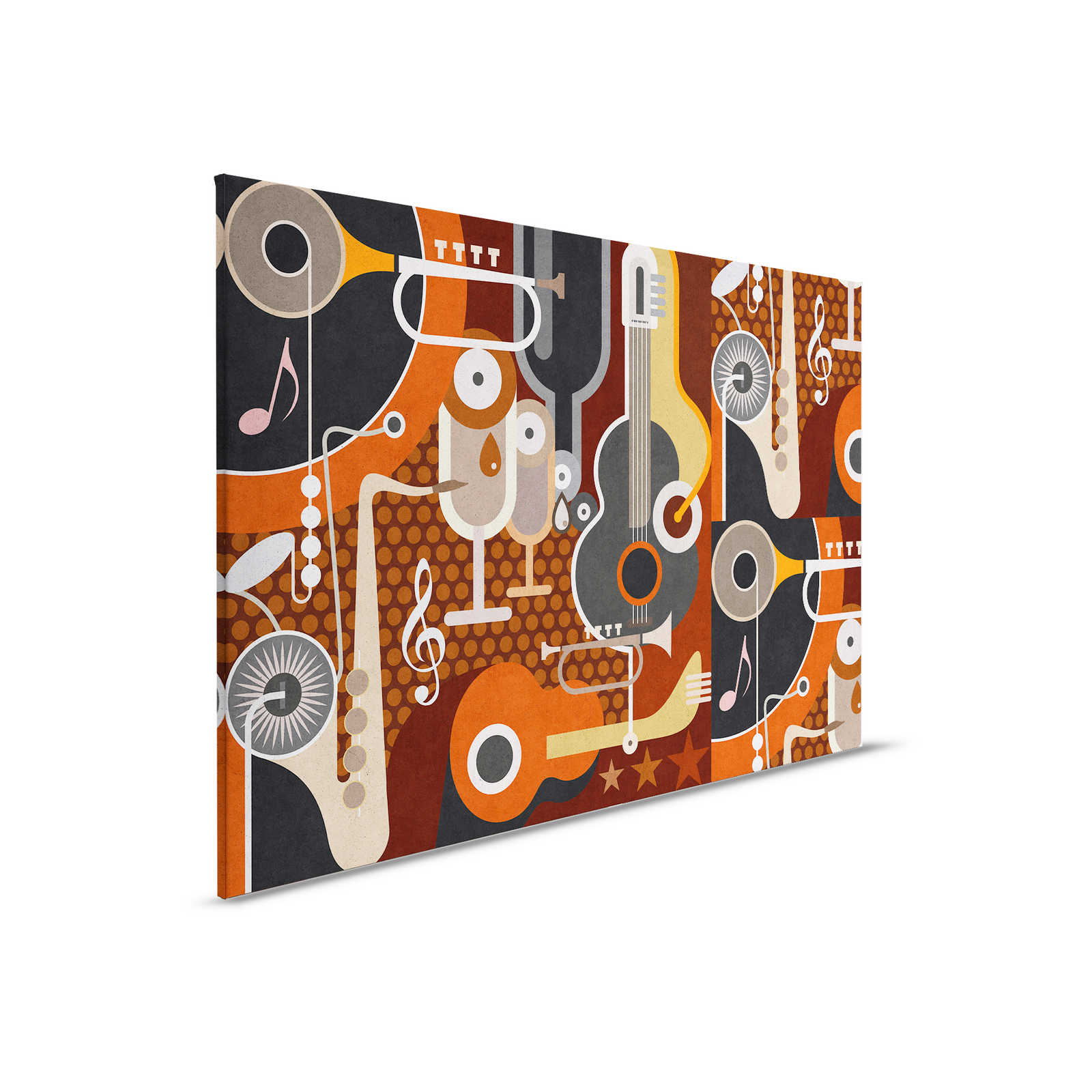         Wall of sound 1 - Canvas schilderij in betonstructuur, abstracte muziekinstrumenten - 0.90 m x 0.60 m
    