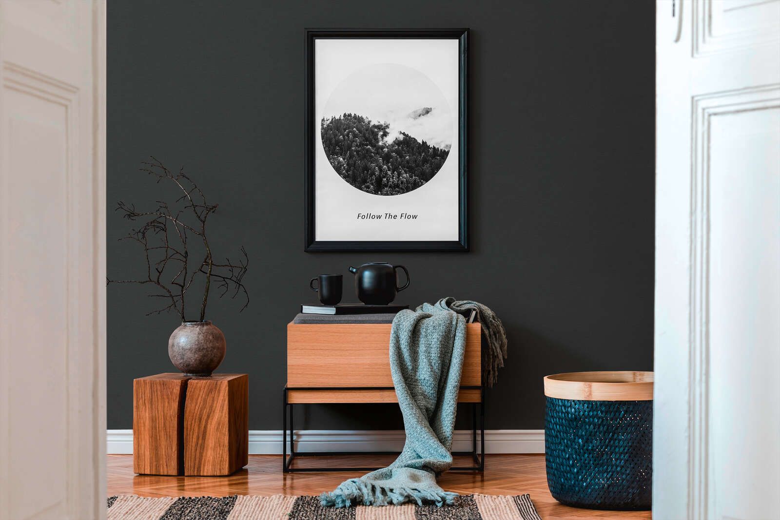 wandbild, monochrome, waldmotiv, rahmenbild, deko
