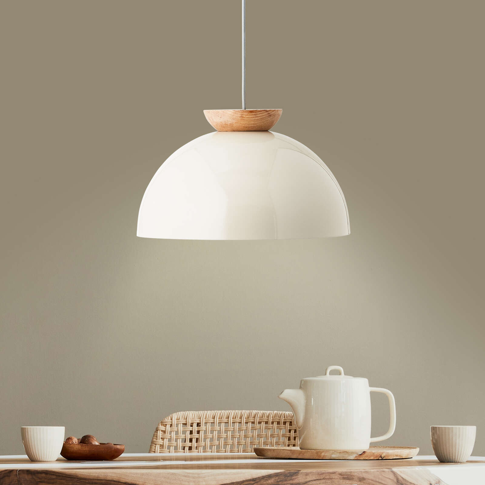             Pendelleuchte aus Holz - Lorena 1 – Beige
        