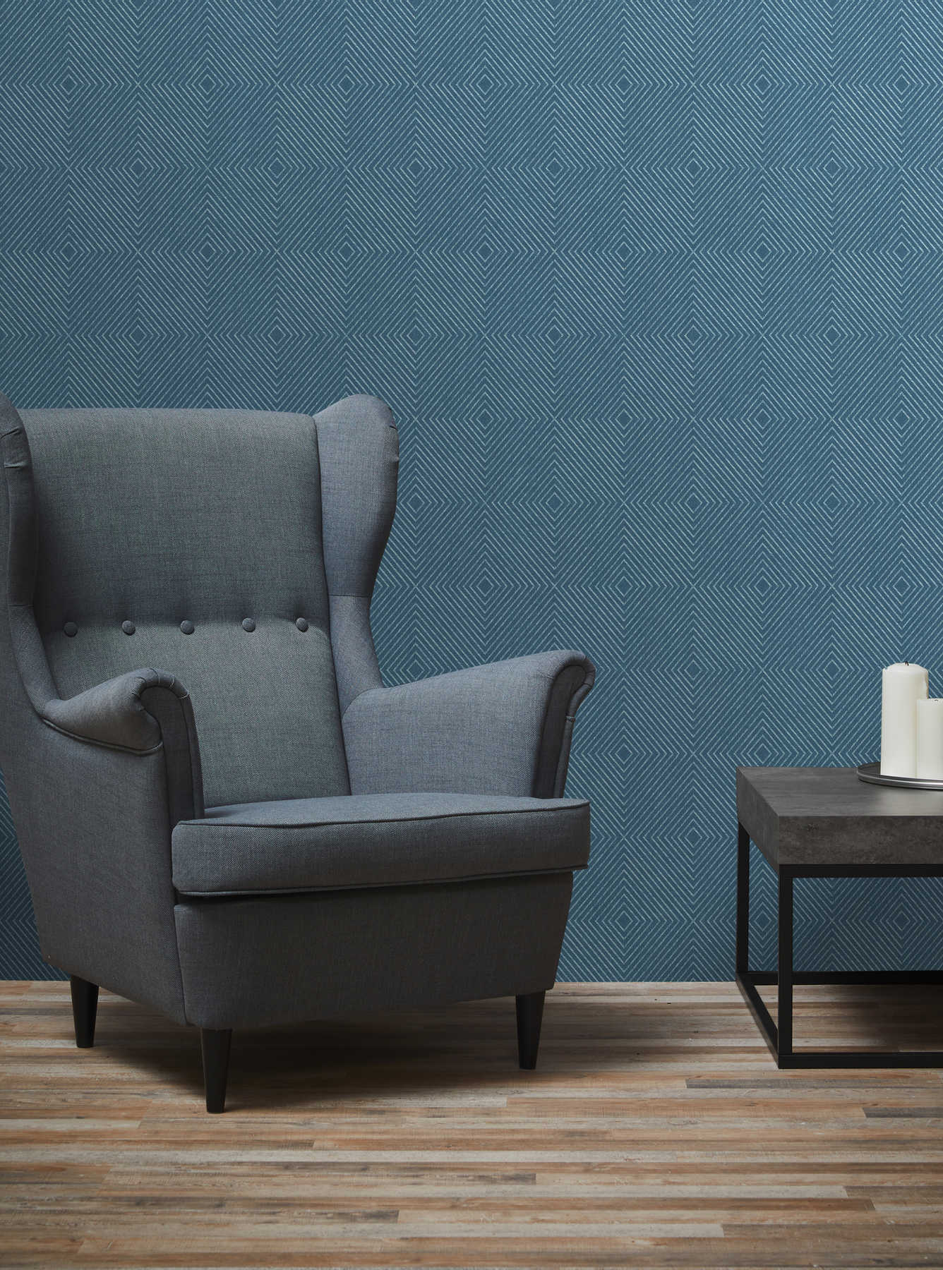             Tapete Grafik-Design, Scandinavian Style – Blau, Silber
        