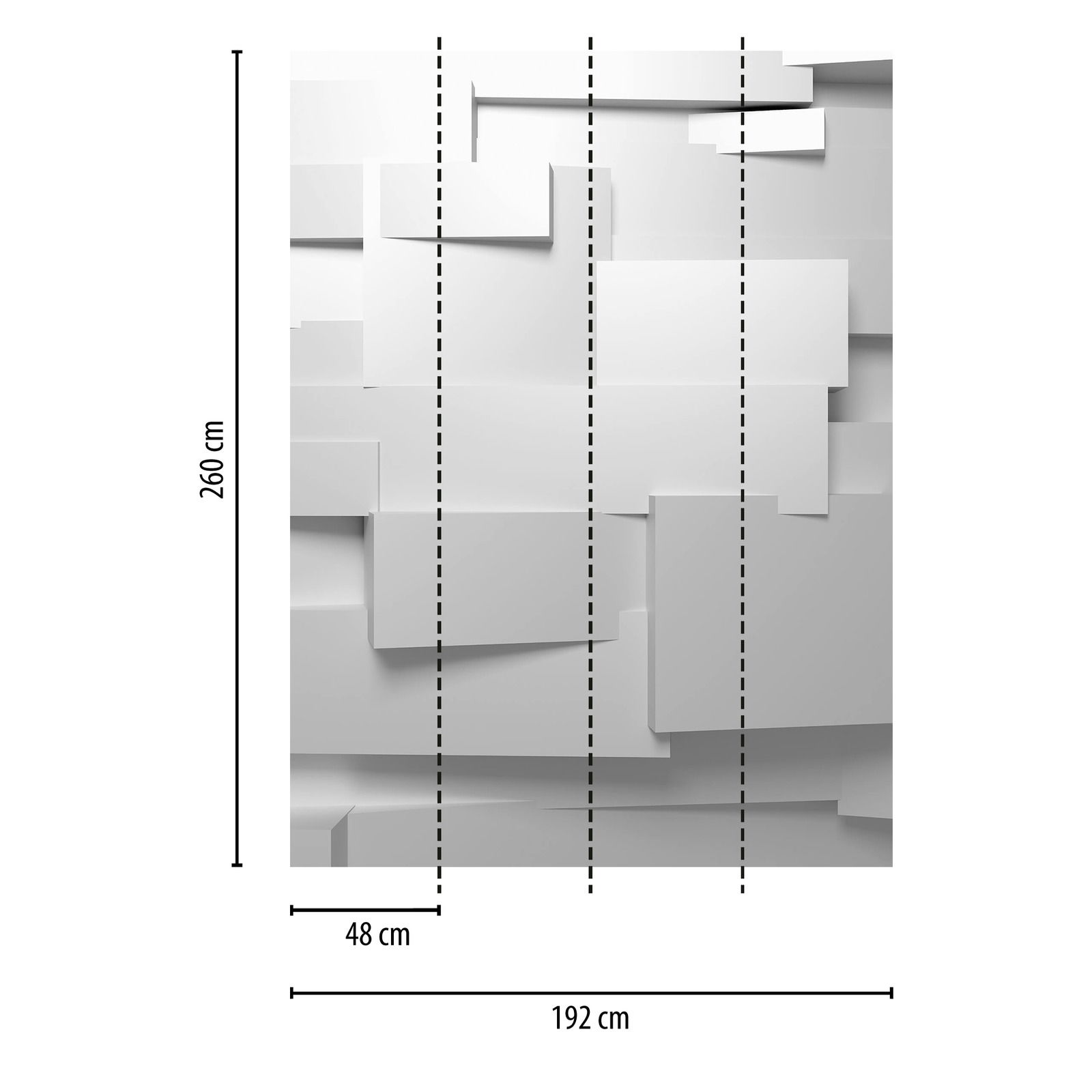             Fototapete 3D Grafik-Effekt, Hochformat – Grau-Weiß
        