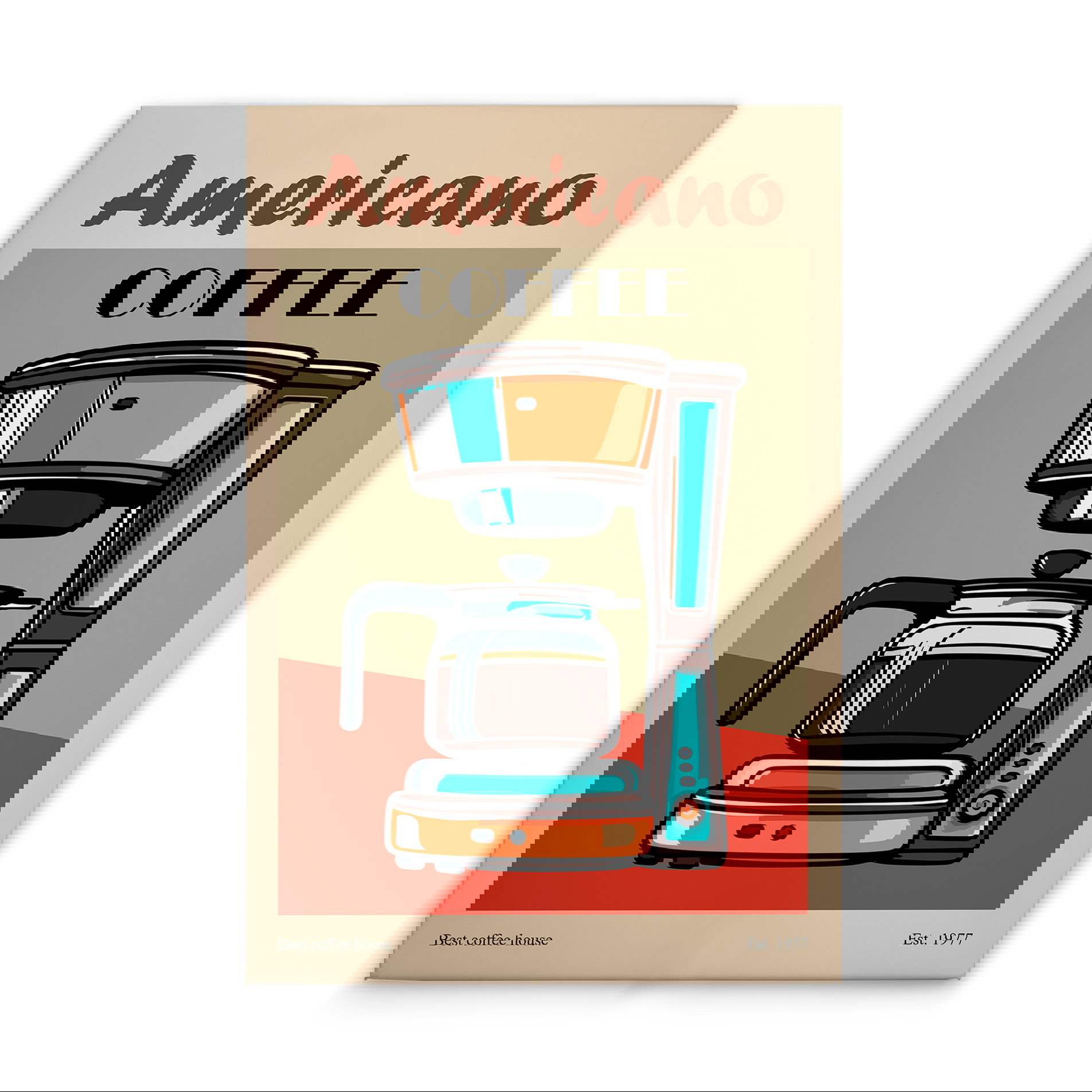             Leinwandbild Americano Coffee - Vintage Wandbild für Kaffeeliebhaber – 30 x 45 cm - Bunt, Beige
        