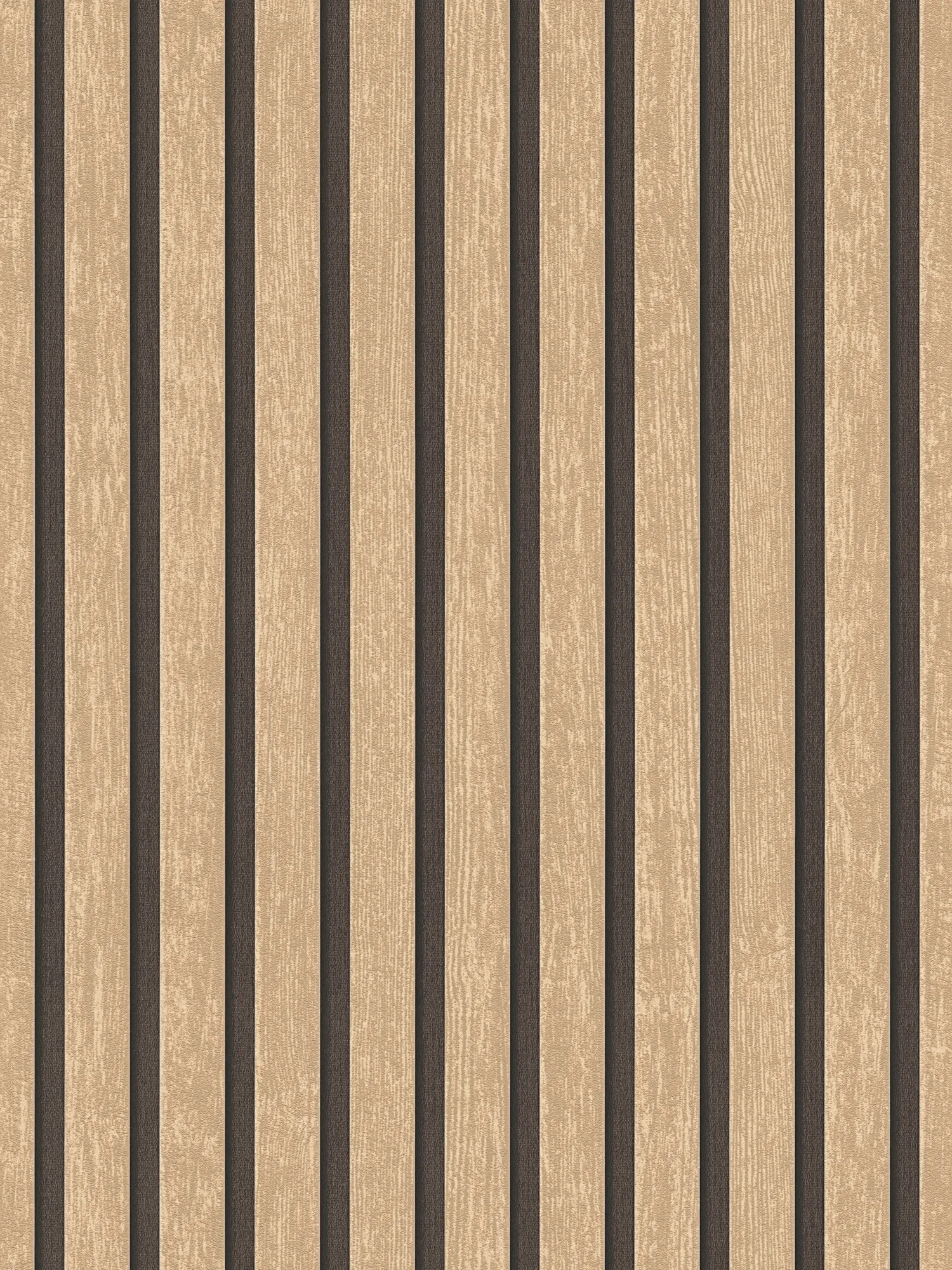 Acoustic panels as non-woven wallpaper - wood stripe look in a timeless trend design - light brown
